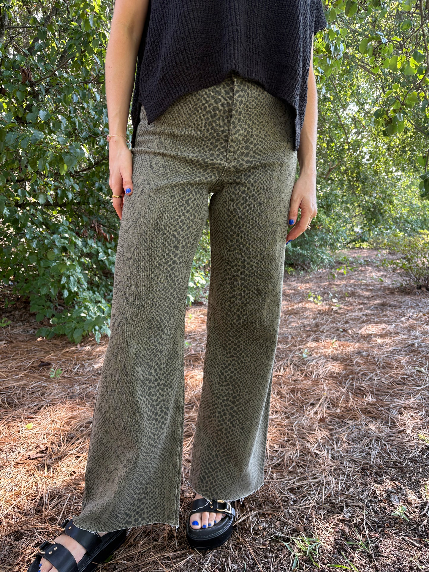 Olive Snake Denim Pants