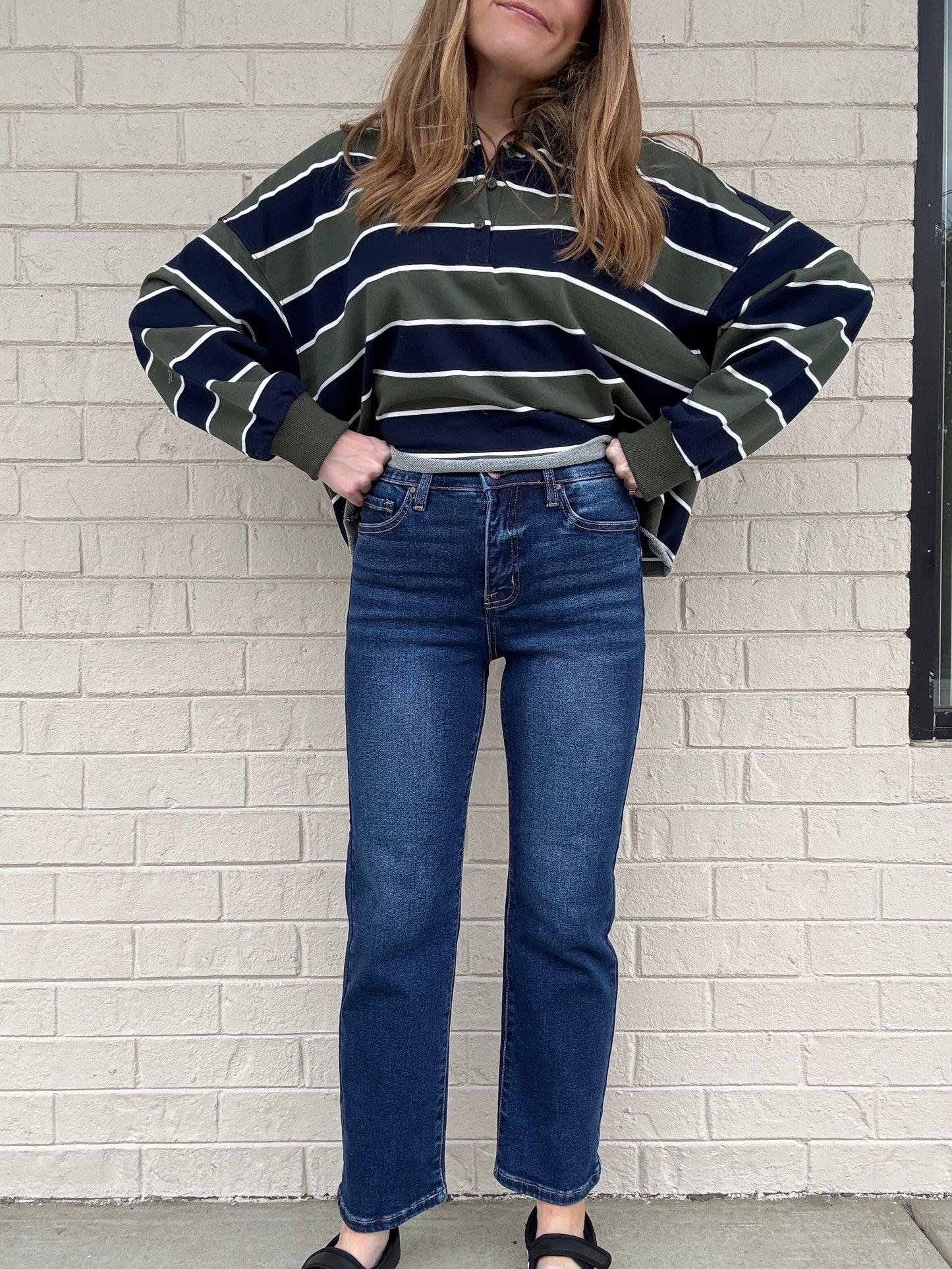 High Rise Crop Straight Denim