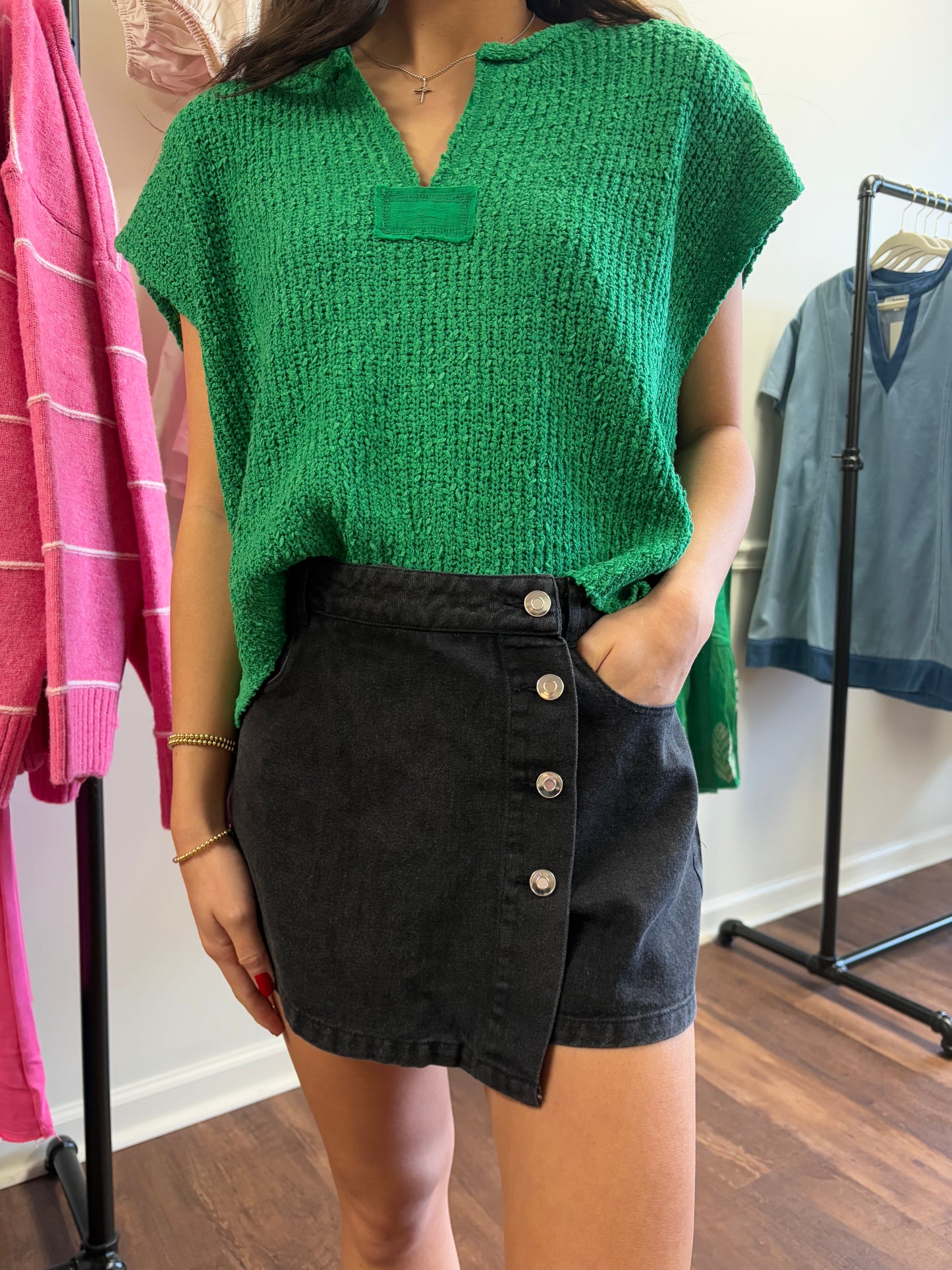 Elisa Black Denim Skort