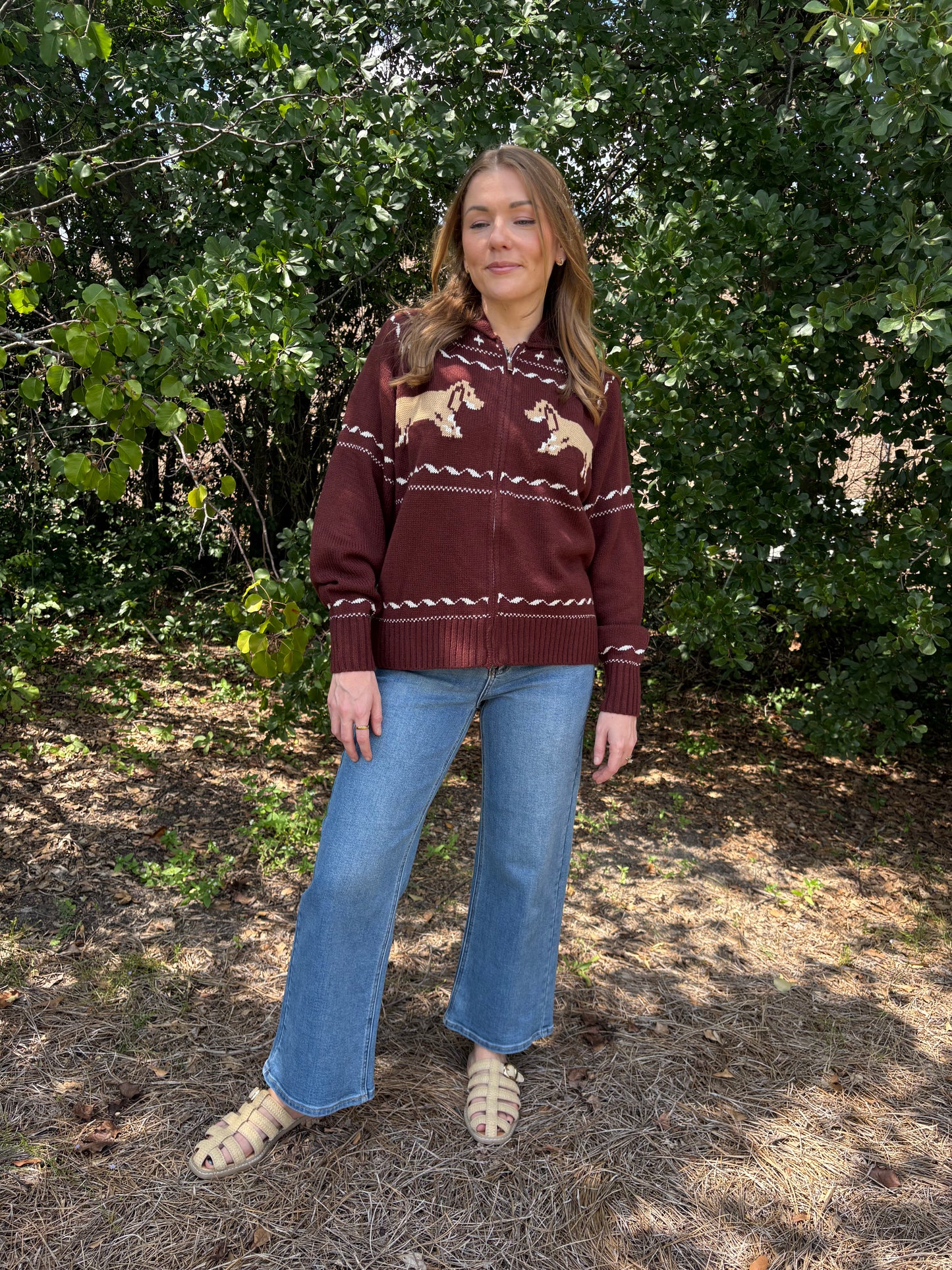 Dachshund Zip Up Cardigan