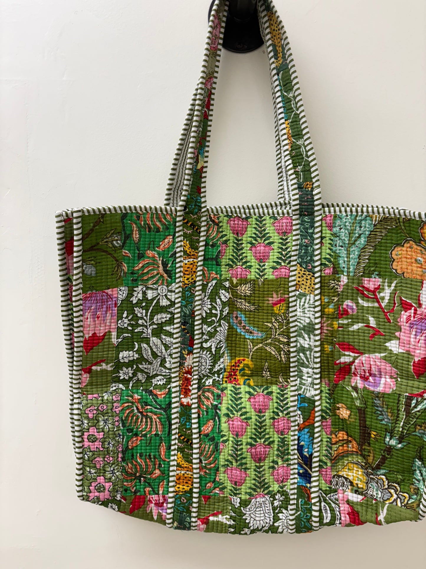 Green Patchwork Quilted Tote