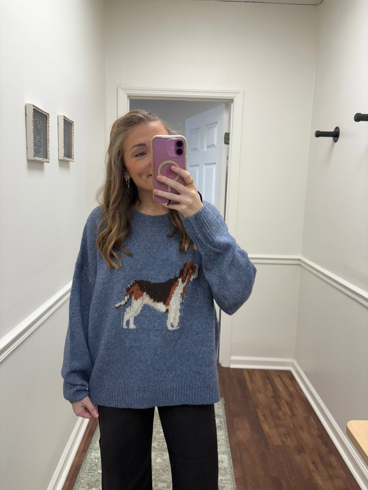Blue Dog Print Sweater