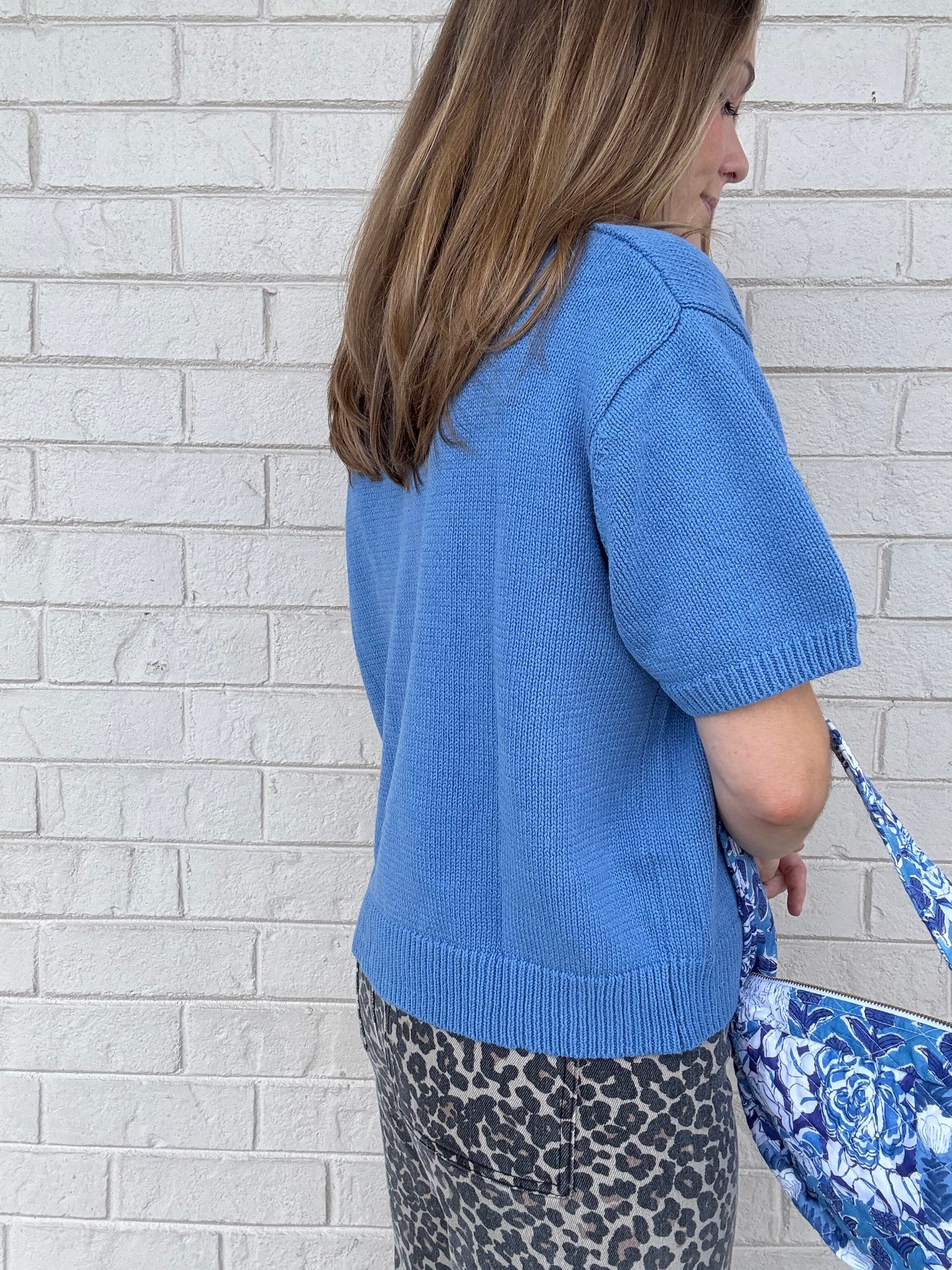 Carter Blue Short Sleeve Cardigan
