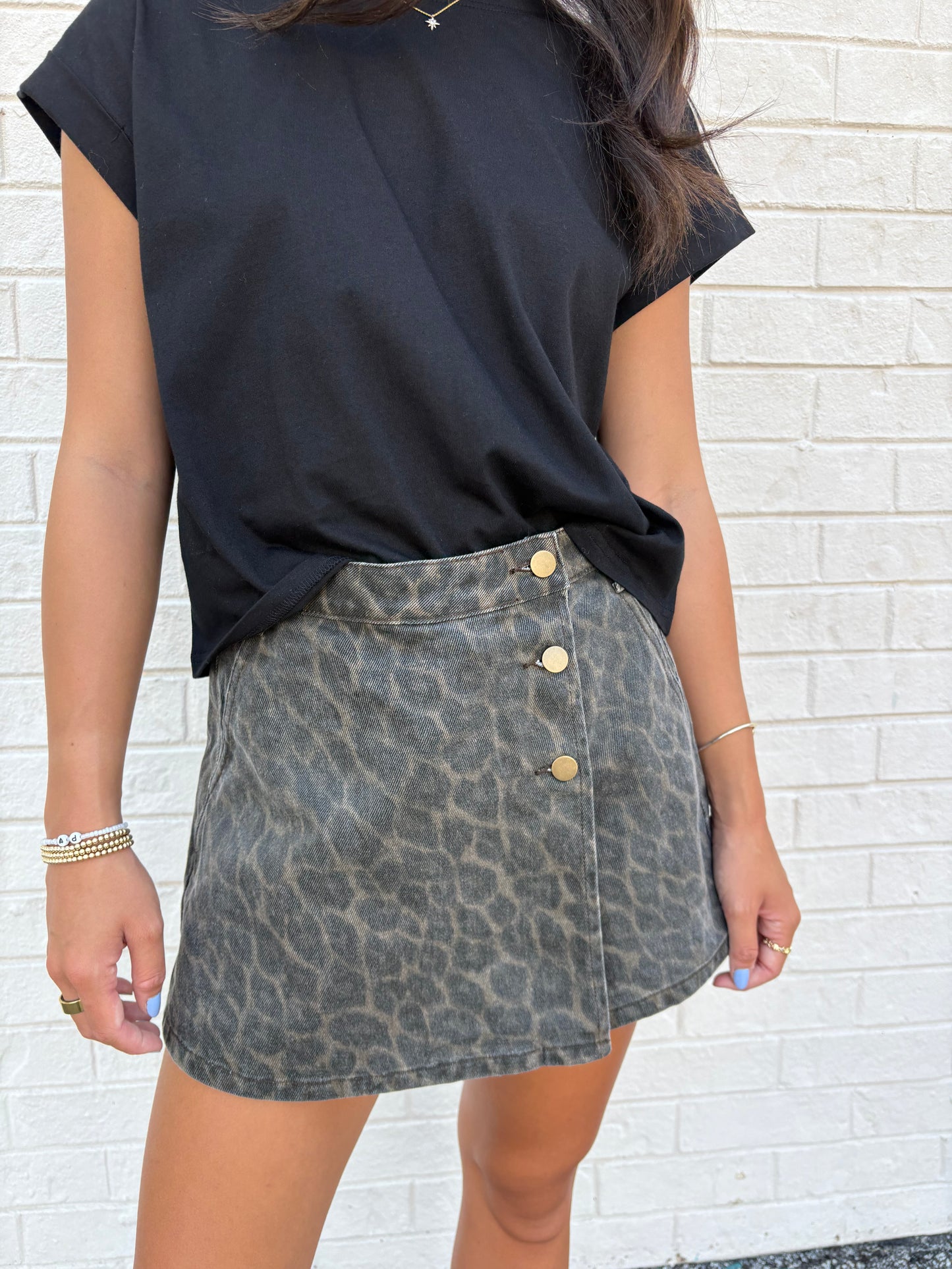 Leopard Denim Skort
