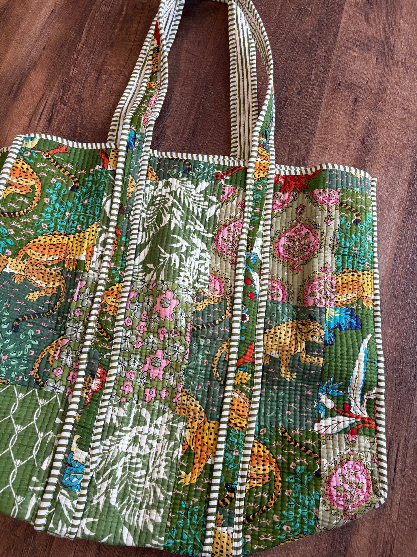 Green Patchwork Quilted Tote