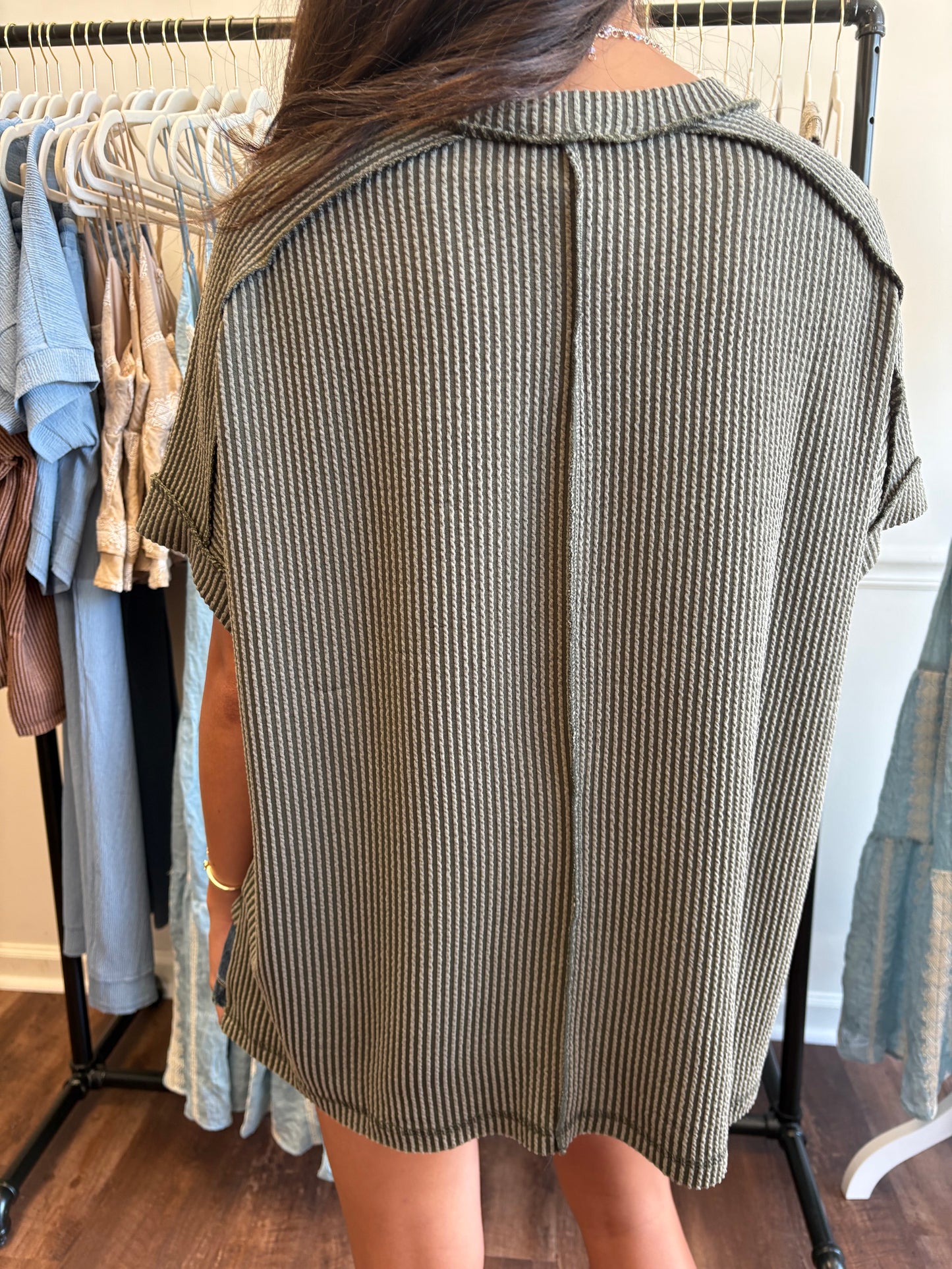 Lauren Olive Ribbed Top