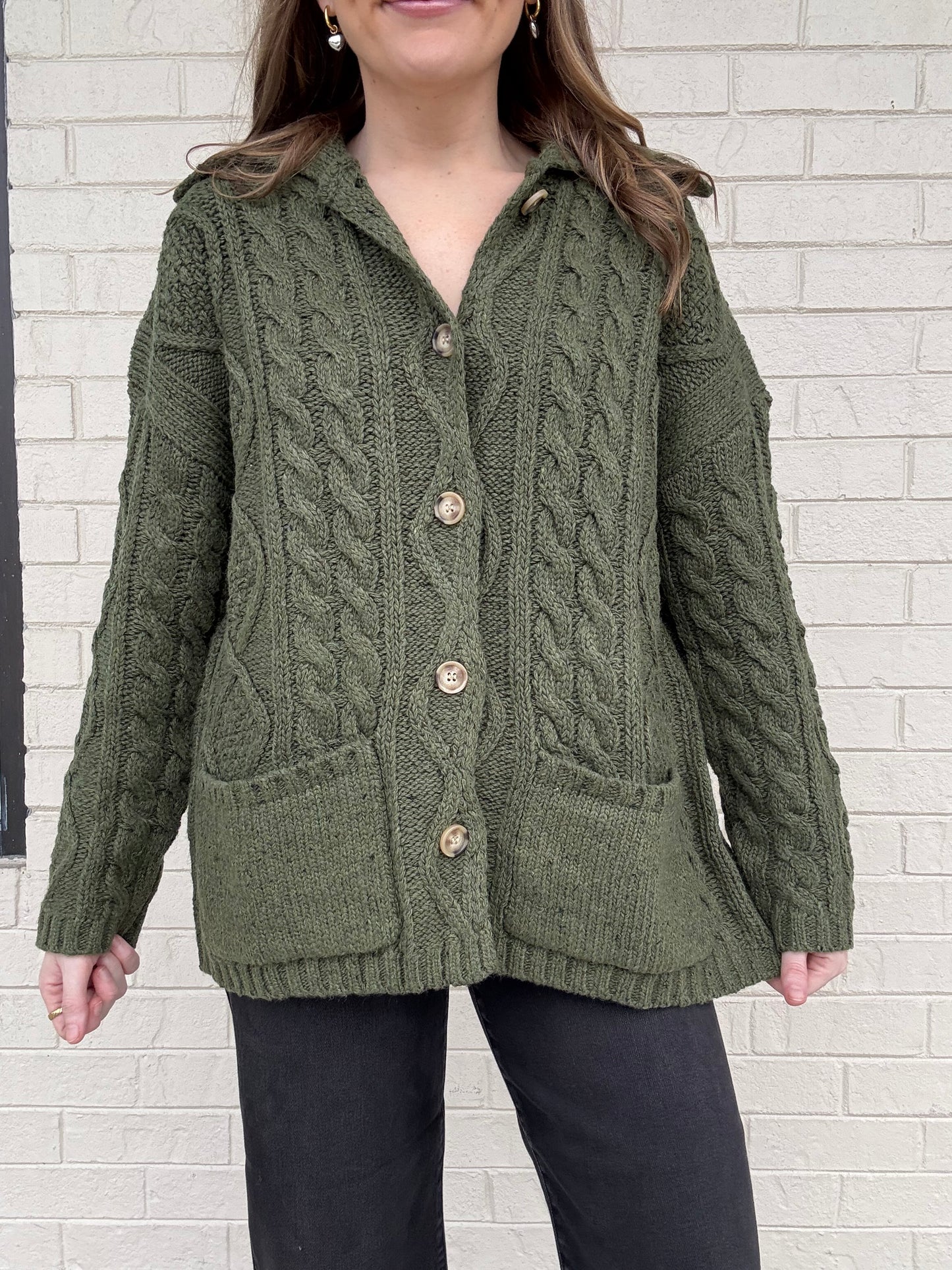 Clara Oversized Olive Cardigan