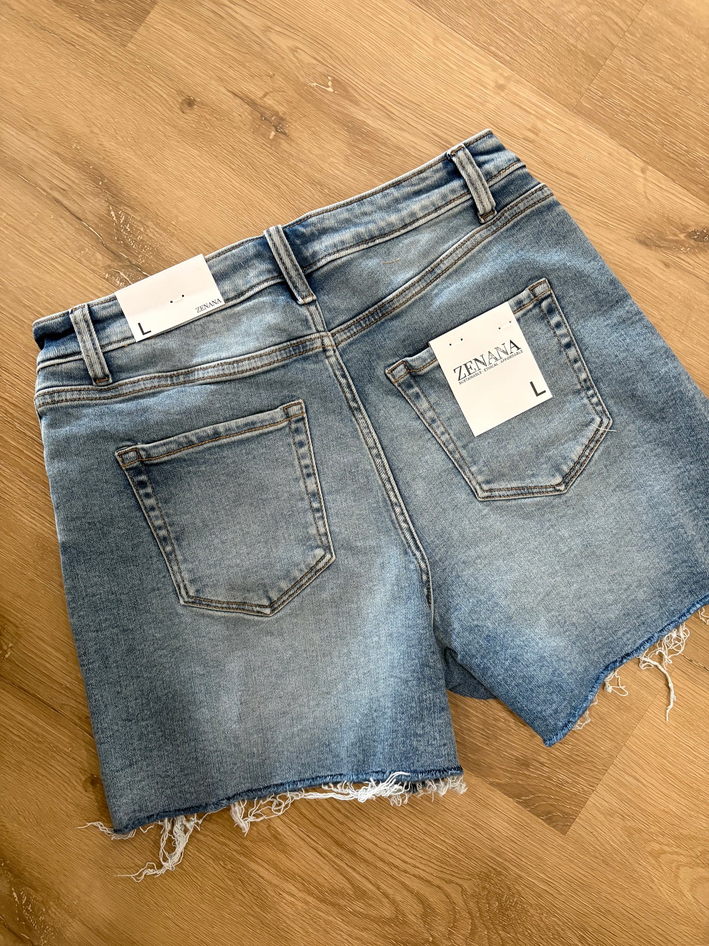 Medium Wash Distressed Shorts