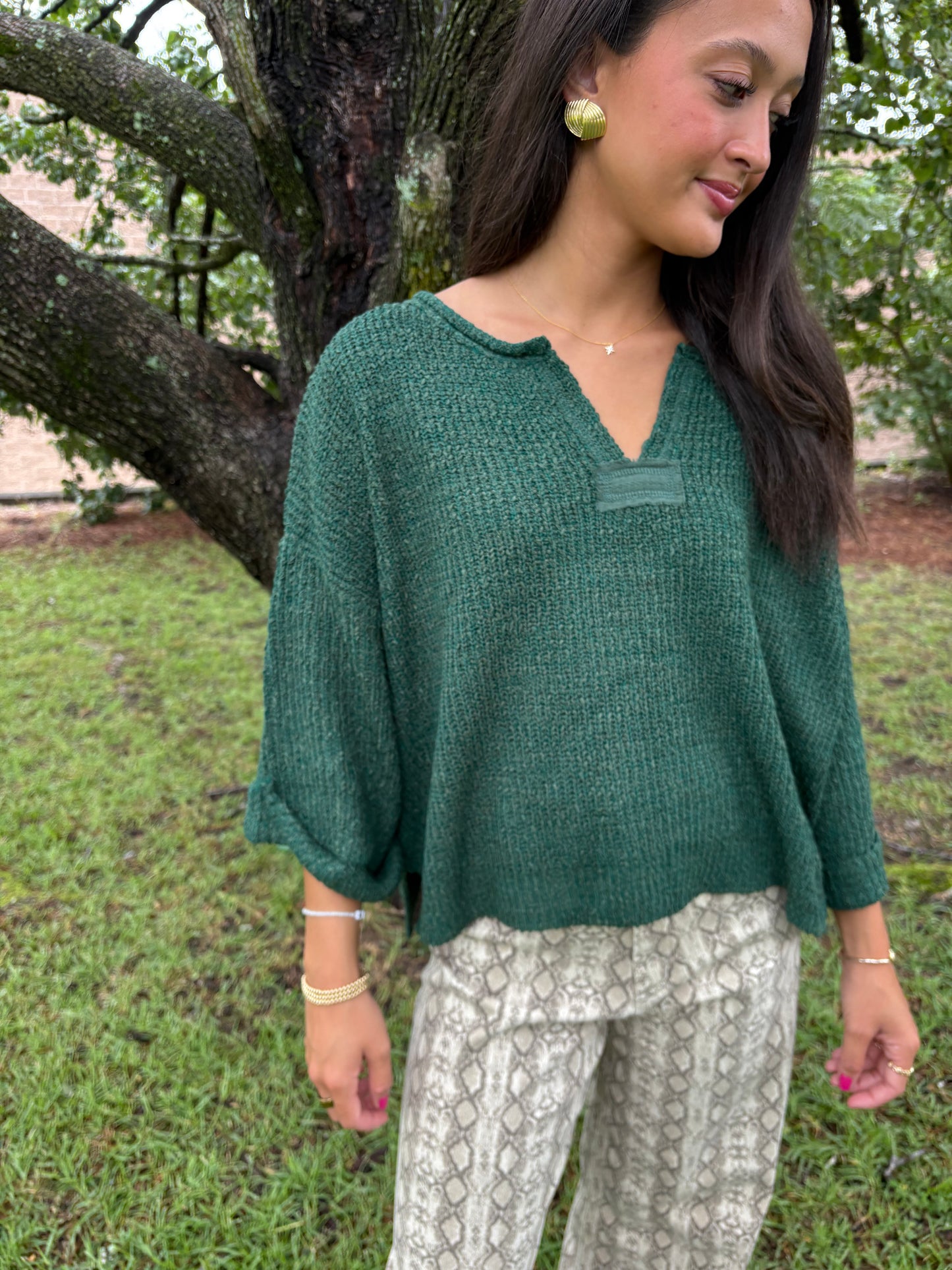Wren Emerald Green Sweater Top