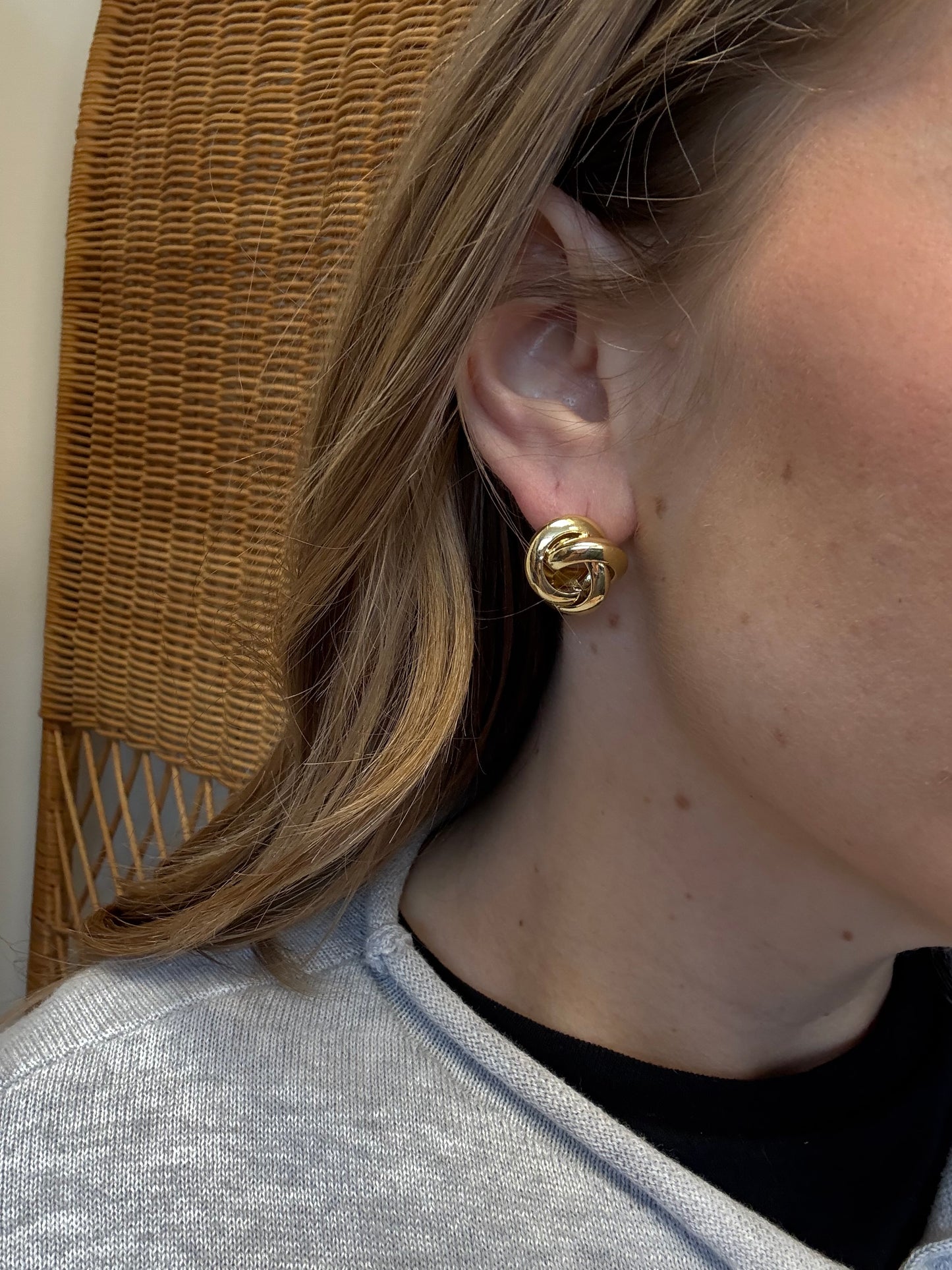 Round Knot 24K GF Stud