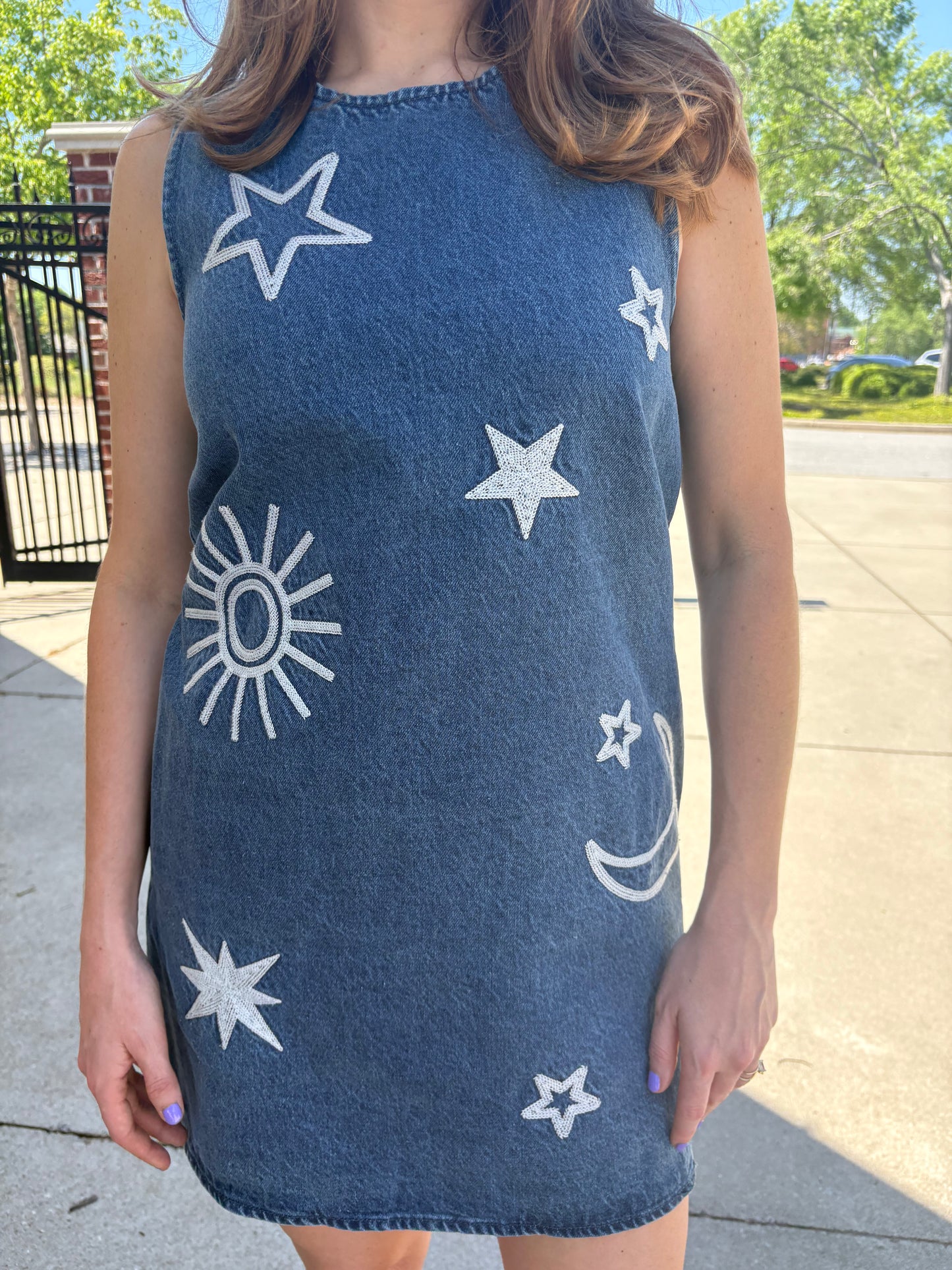 Harper Embroidered Denim Dress