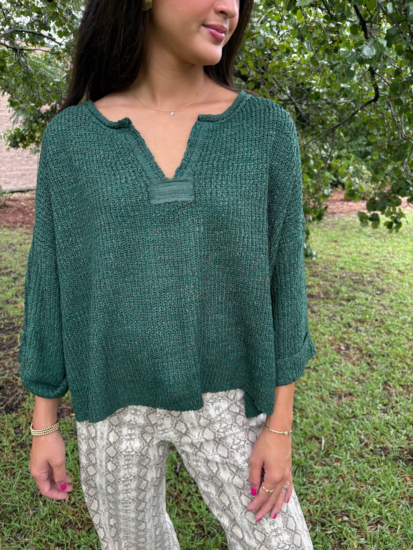 Wren Emerald Green Sweater Top