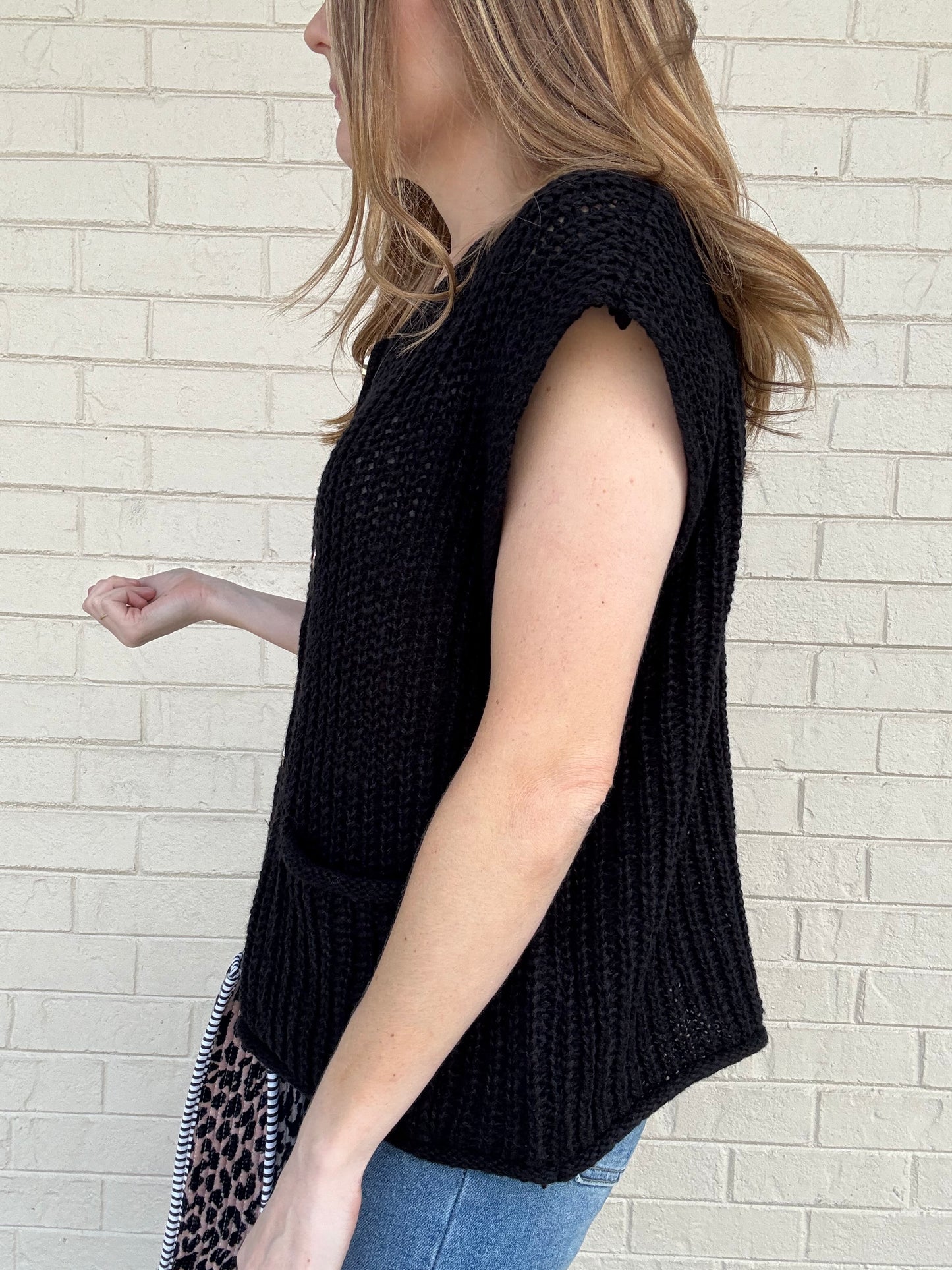 Marcy Black Button Sweater Vest