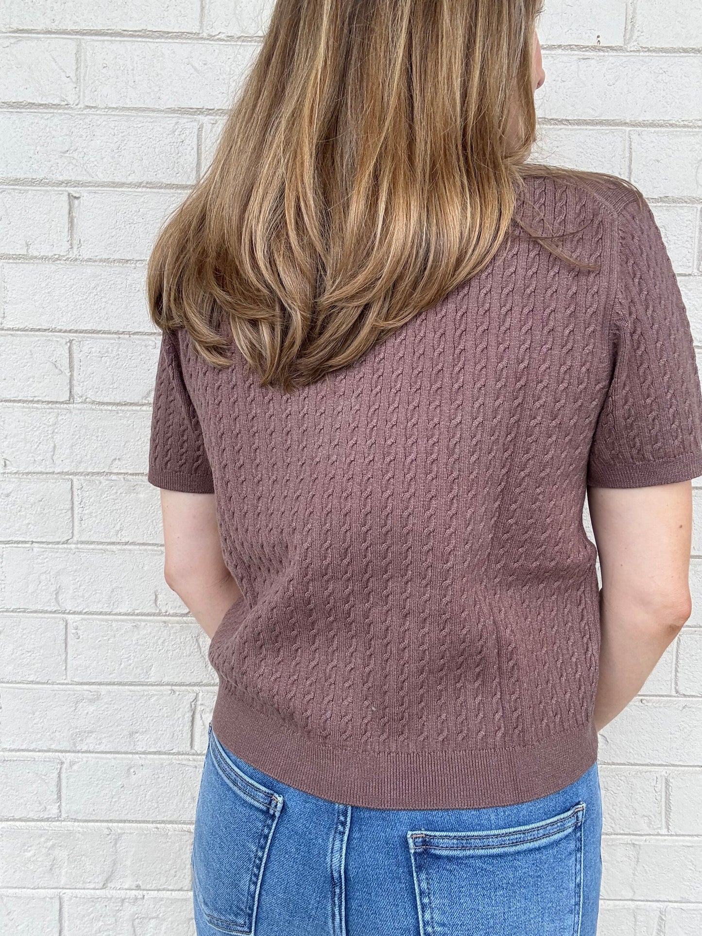 Brown Short Sleeve Cardigan