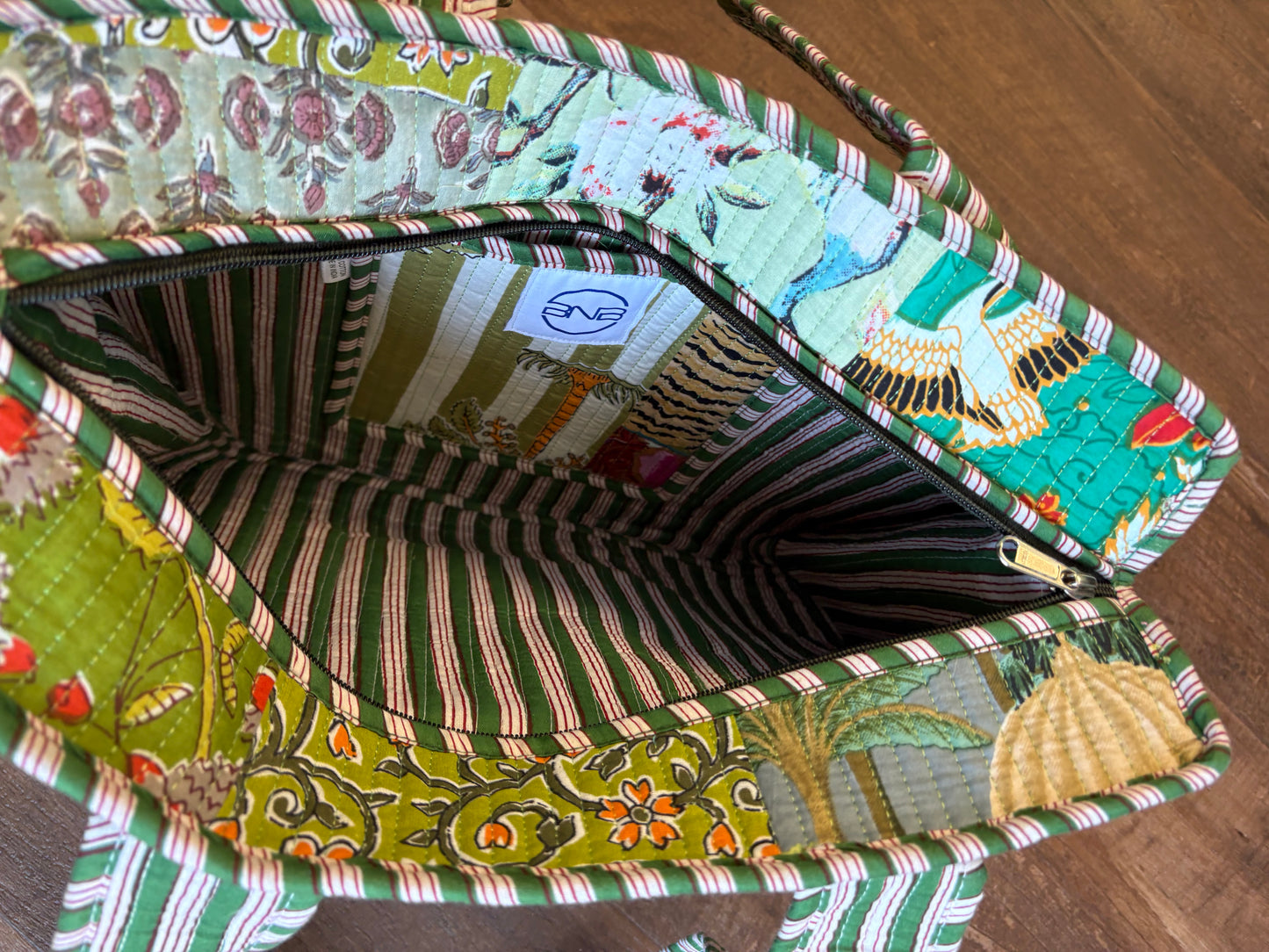 Green Small Quilted Tote