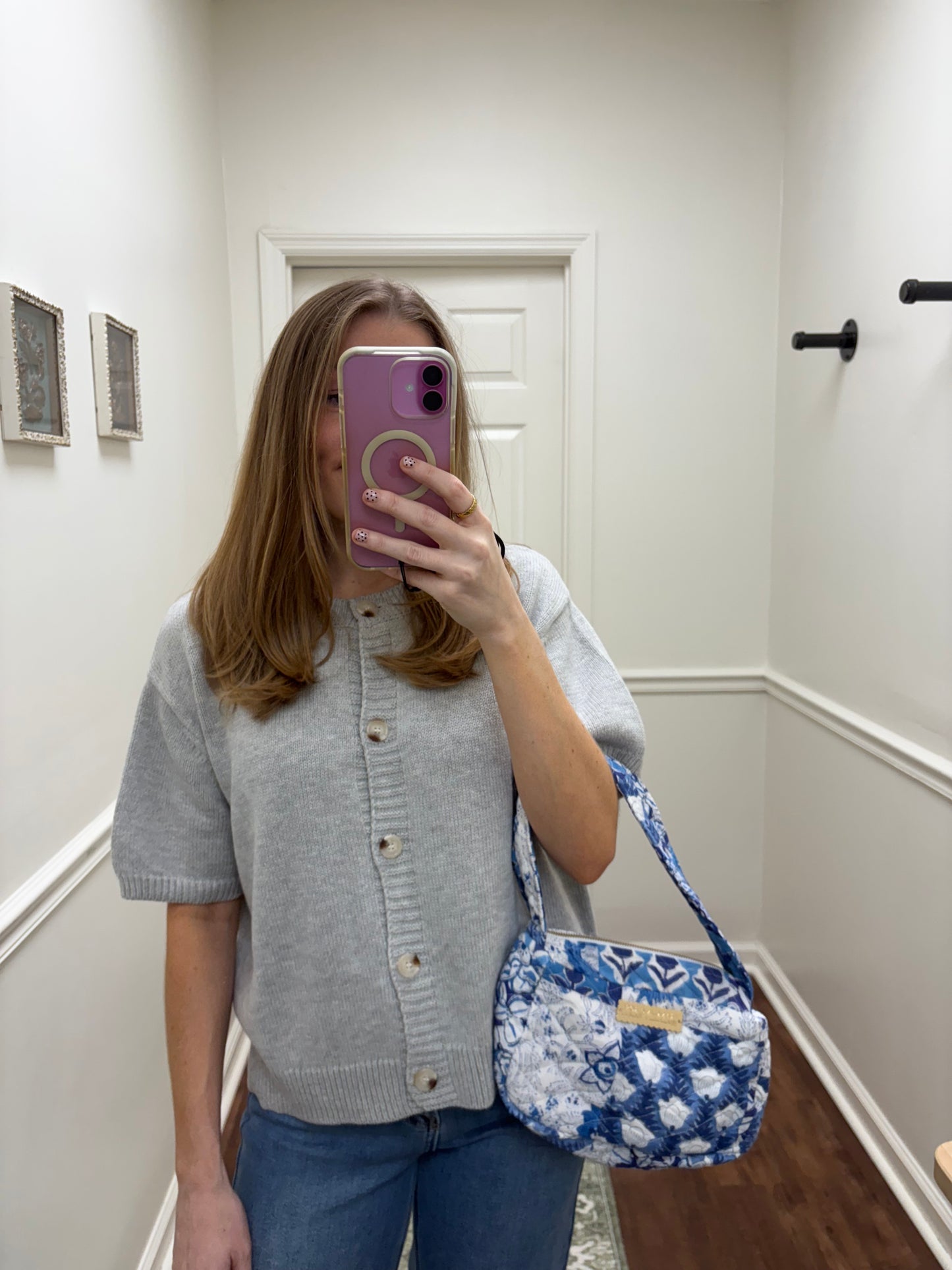 Blue Quilted Shoulder Bag