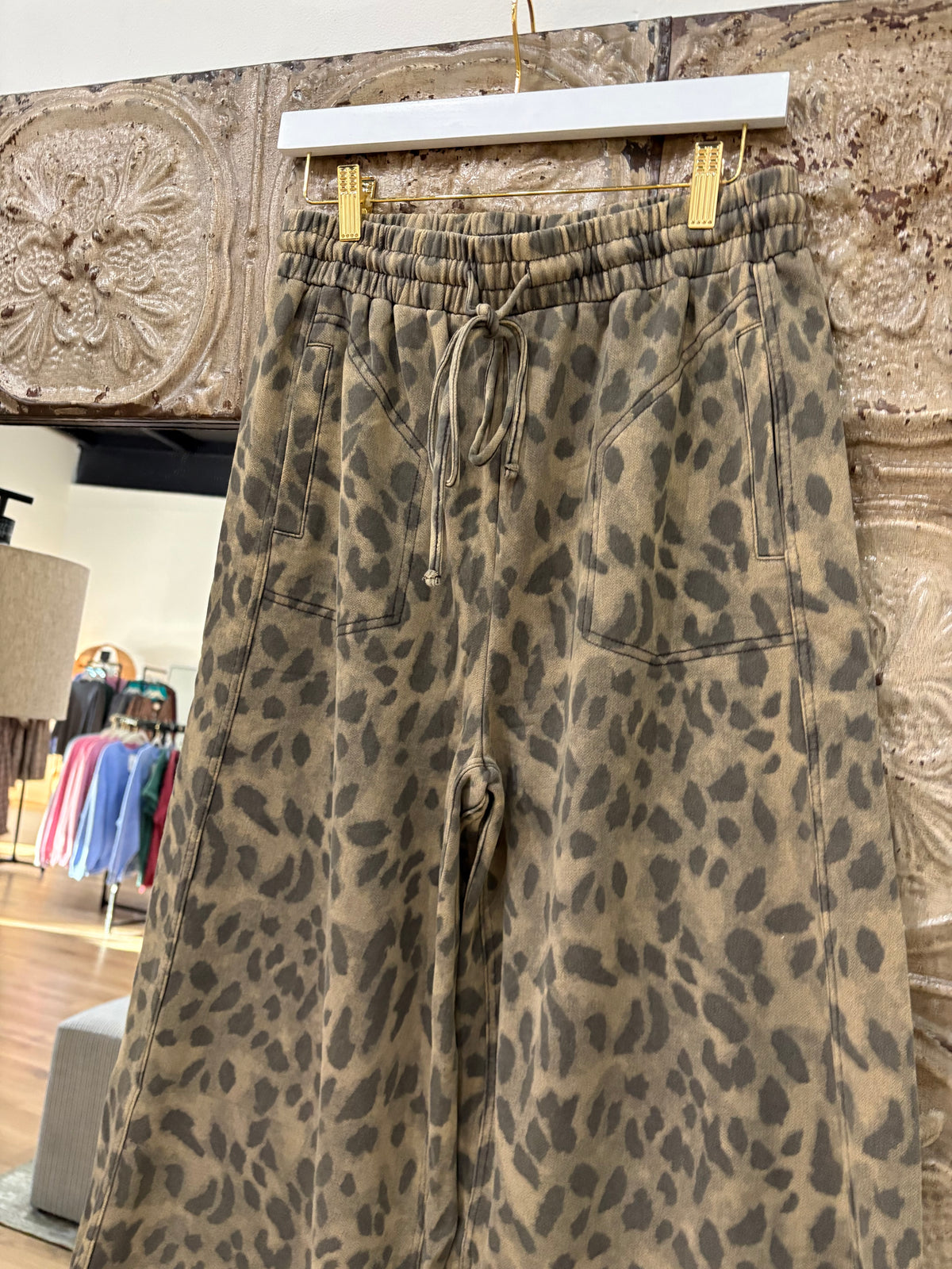 Leopard Olive Washed Pants