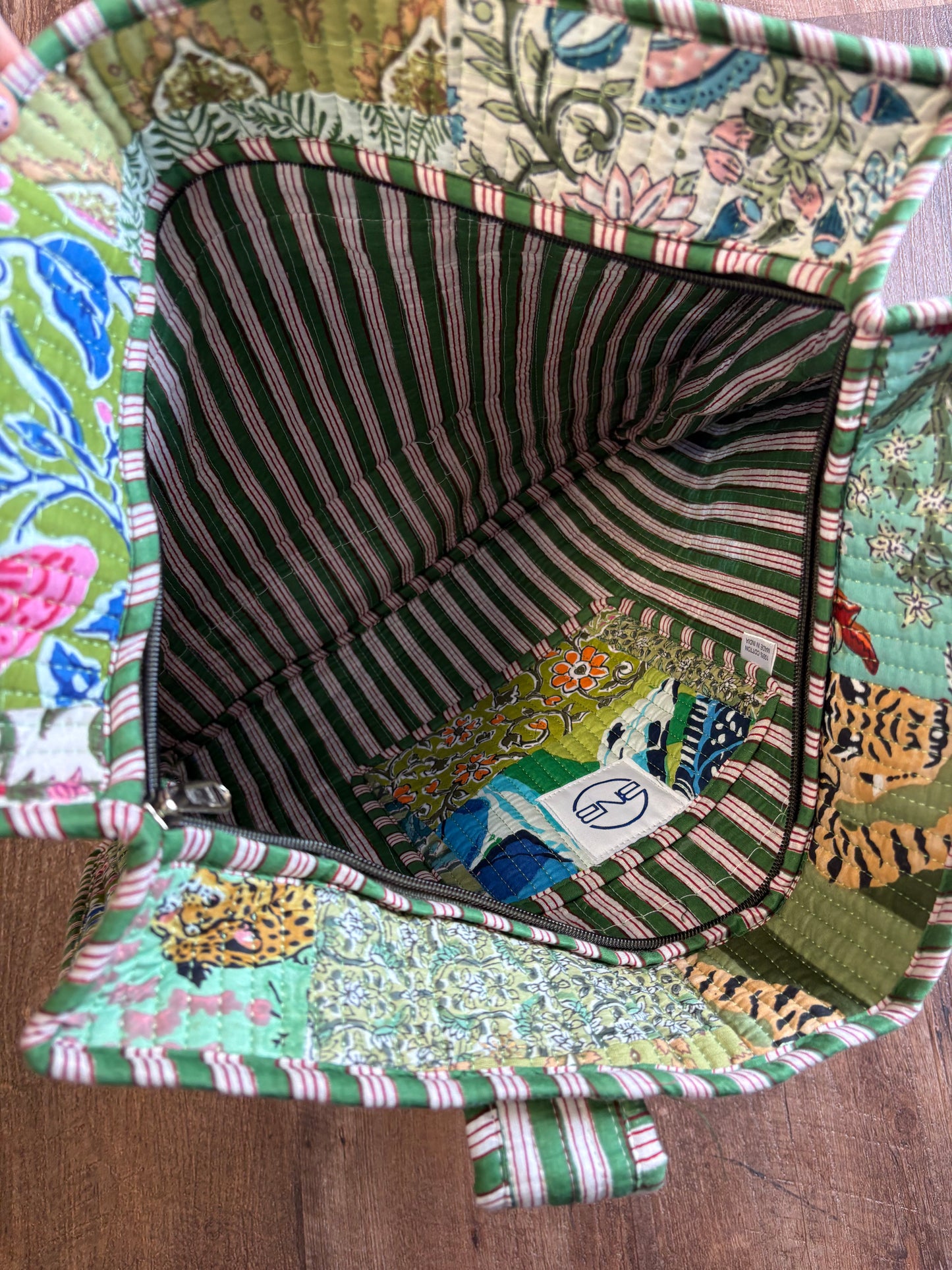 Green Quilted Square Tote