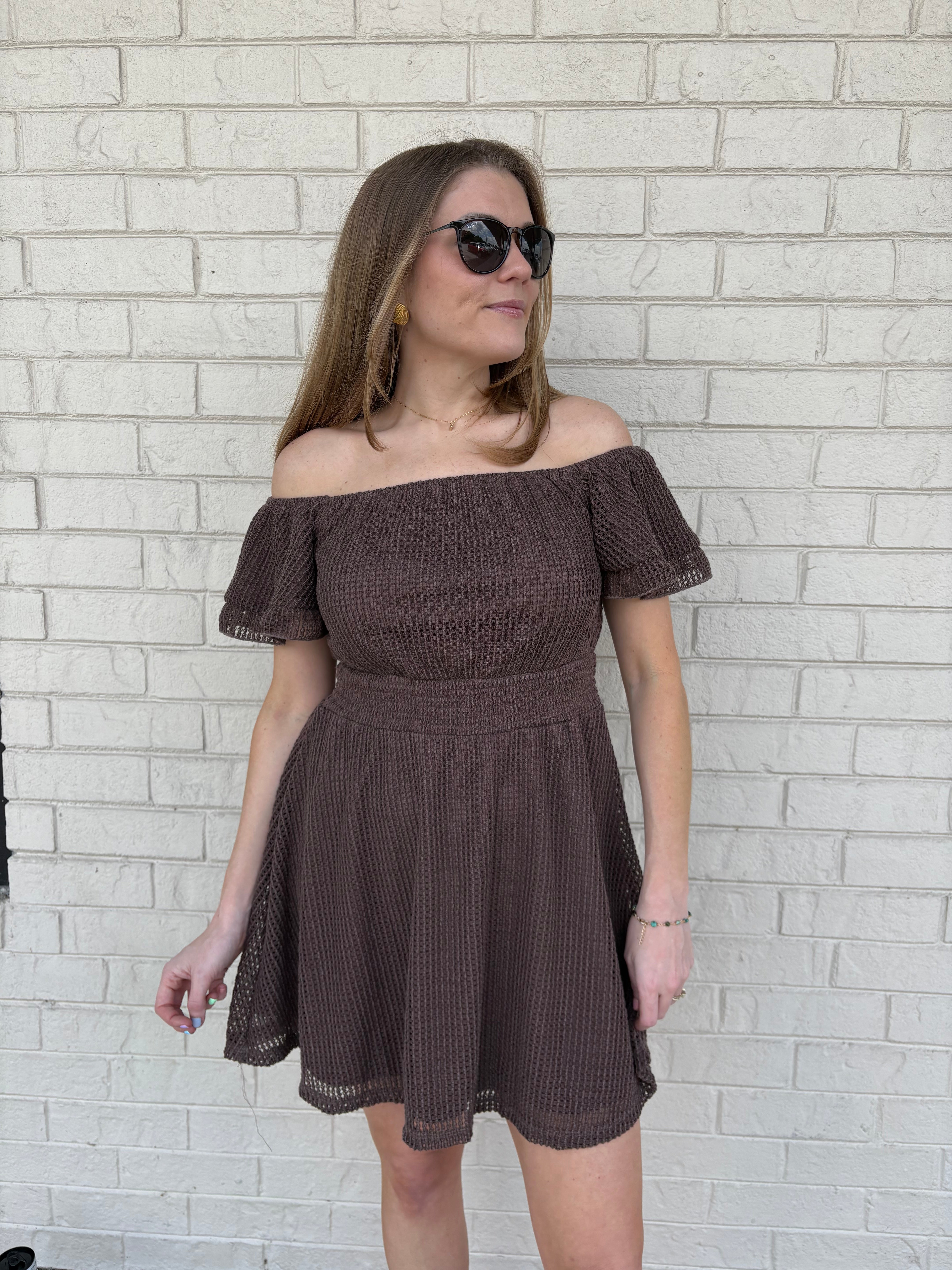 Brown Crochet Mini Dress forevermore boutique Brown Crochet Mini Dress forevermore boutique