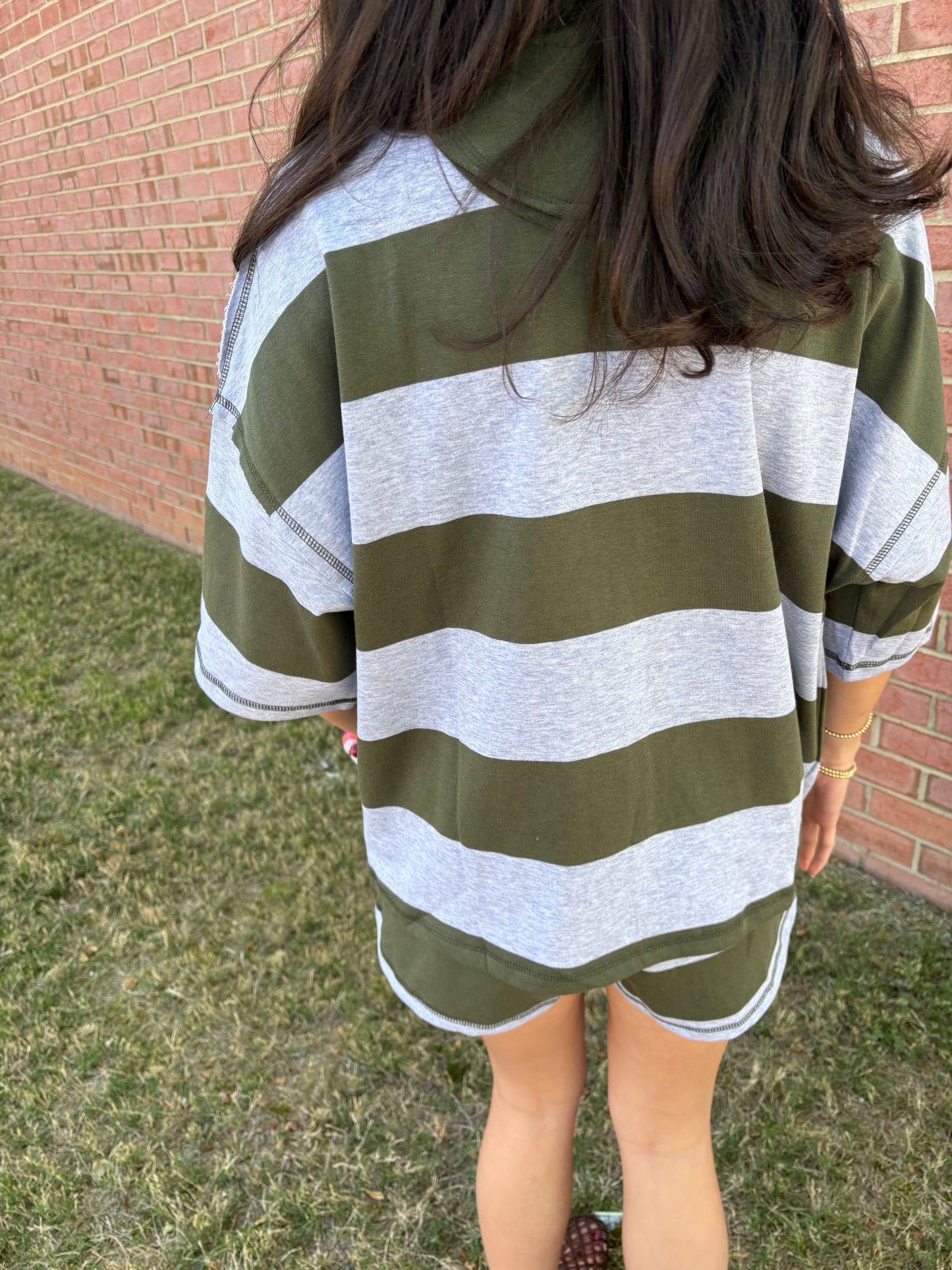 Benson Olive Grey Striped Rugby Set