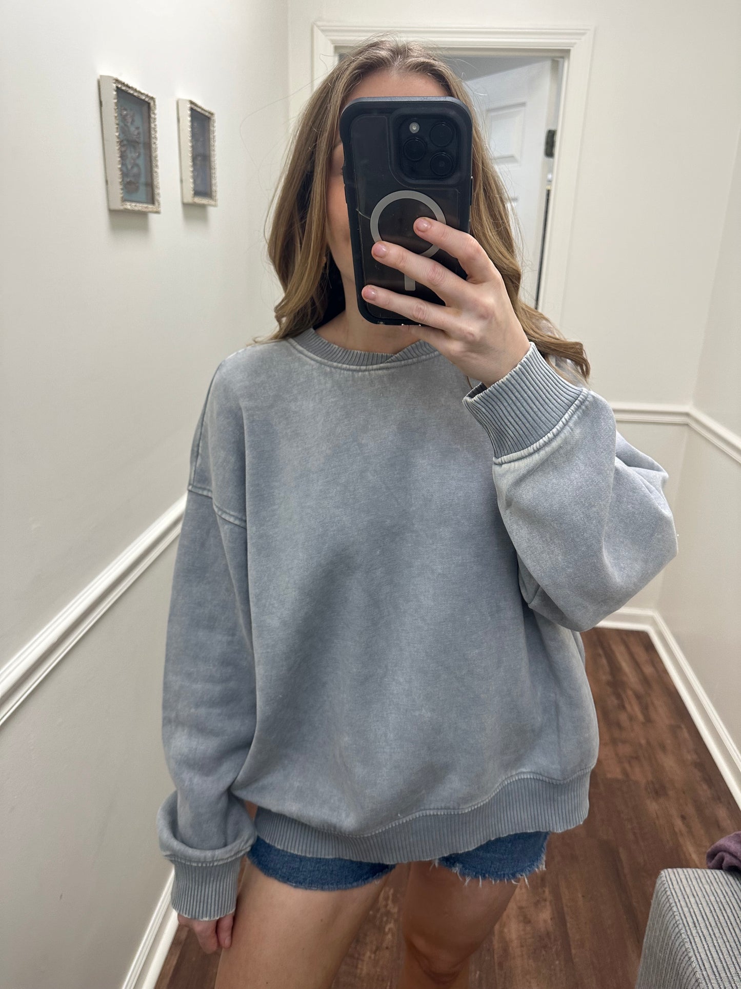 Nina Grey Washed Pullover