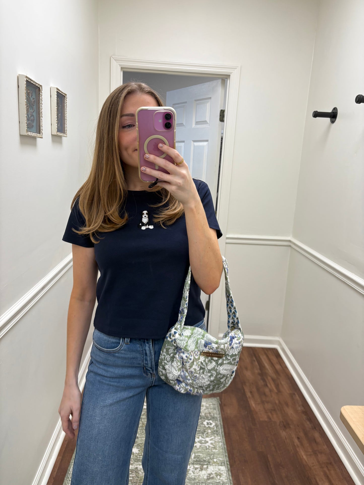 Green Blue Quilted Shoulder Bag