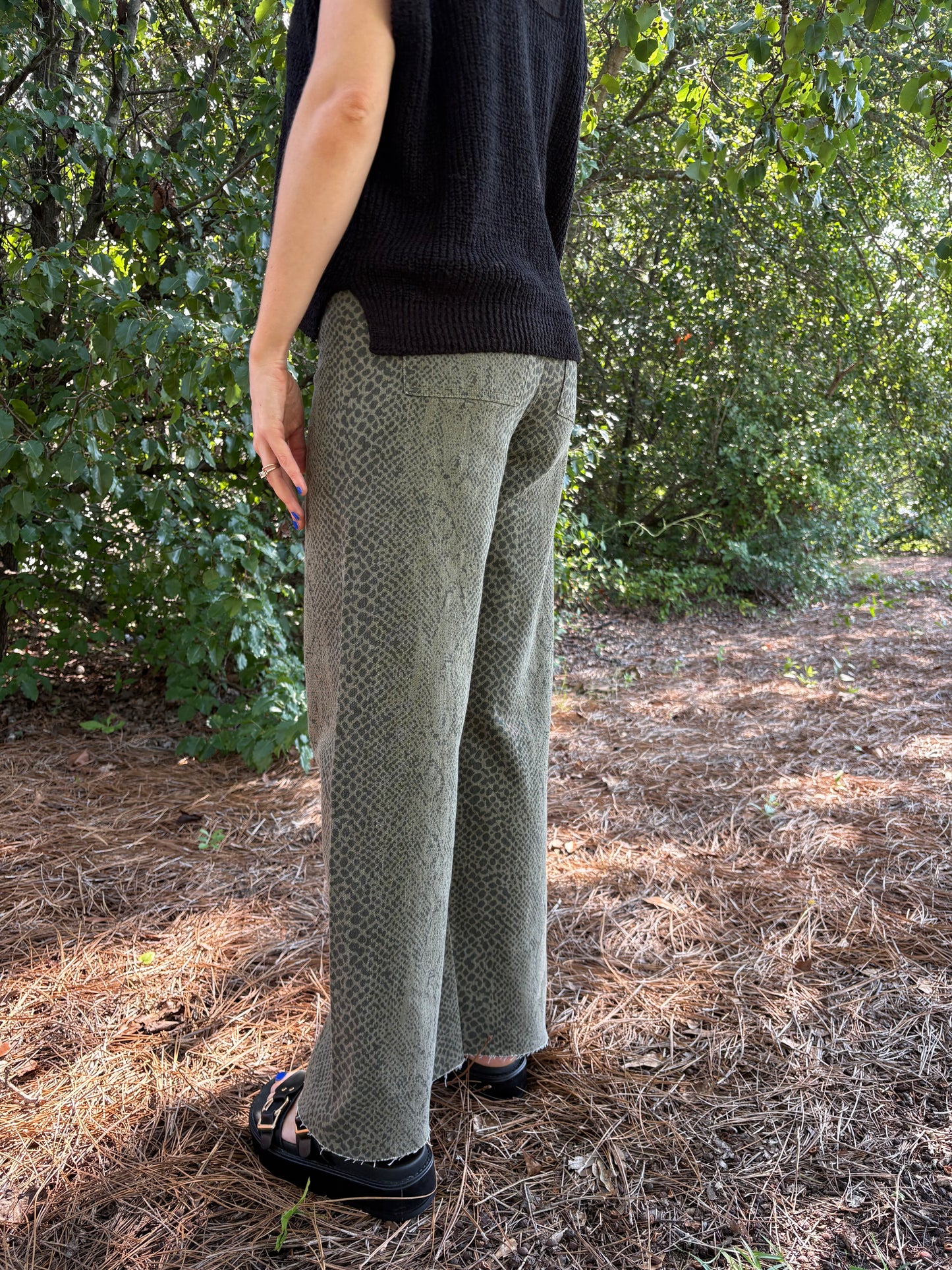 Olive Snake Denim Pants