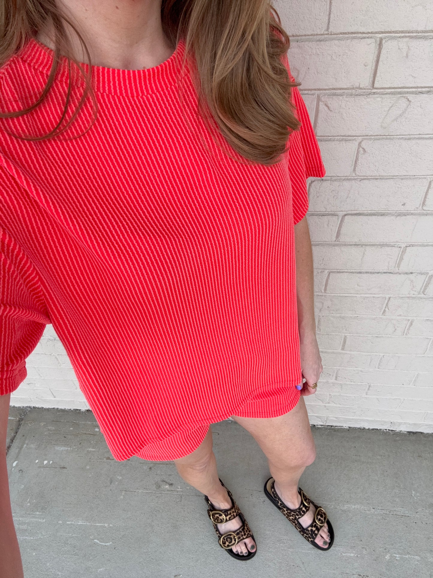 Coral Ribbed Matching Set