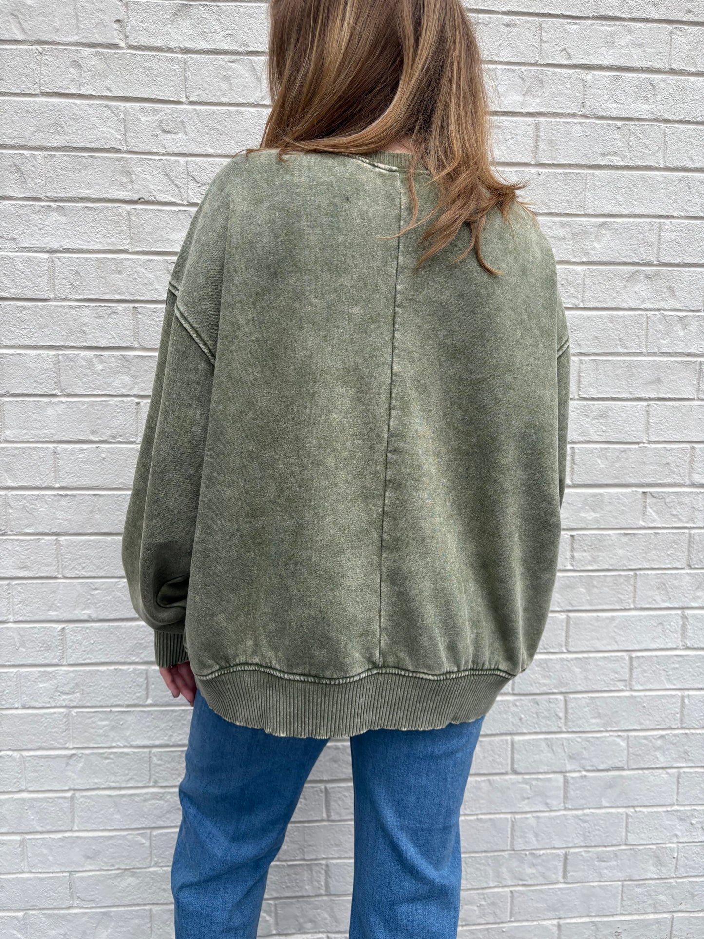 Nina Olive Washed Pullover