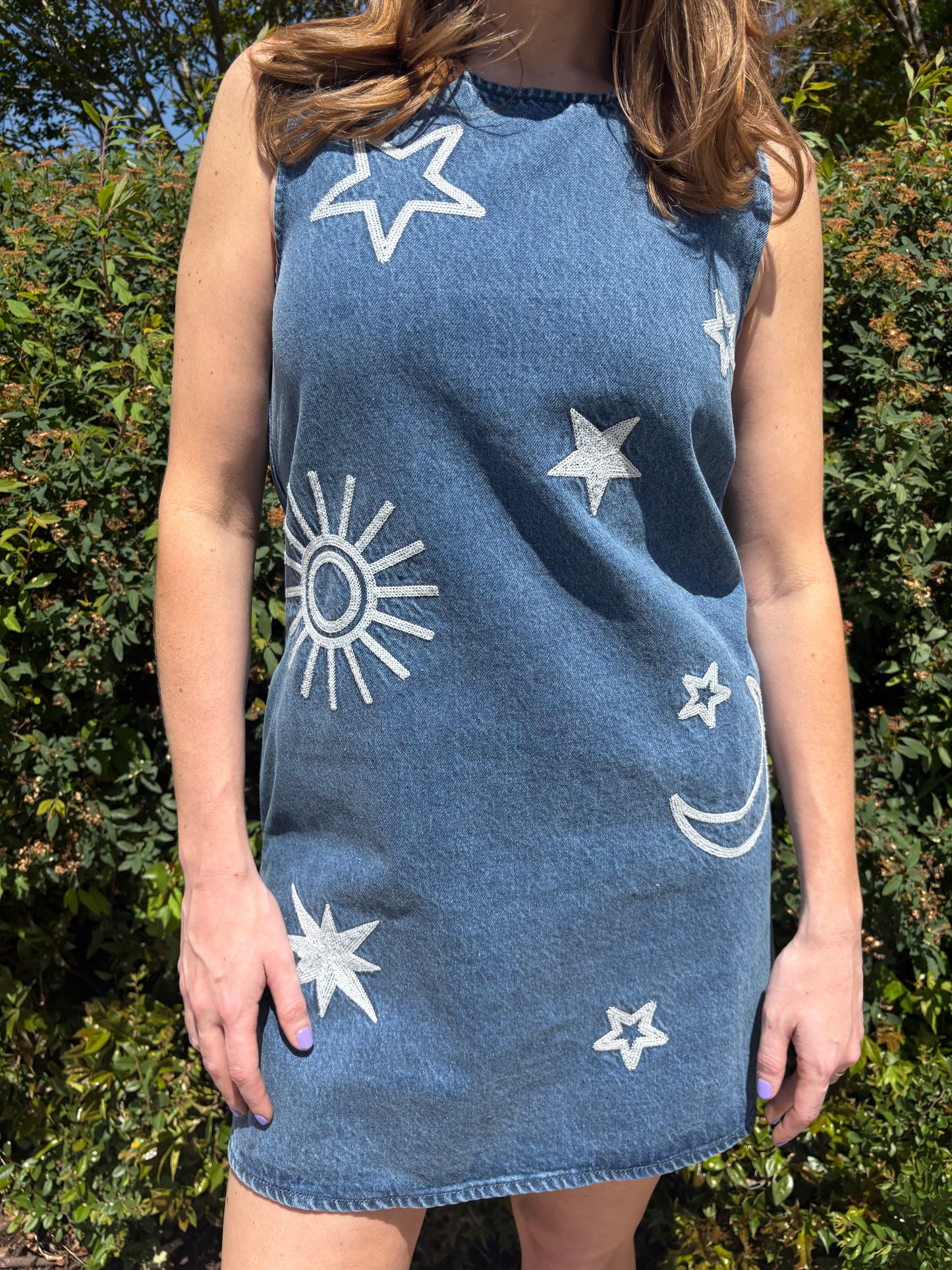 Harper Embroidered Denim Dress