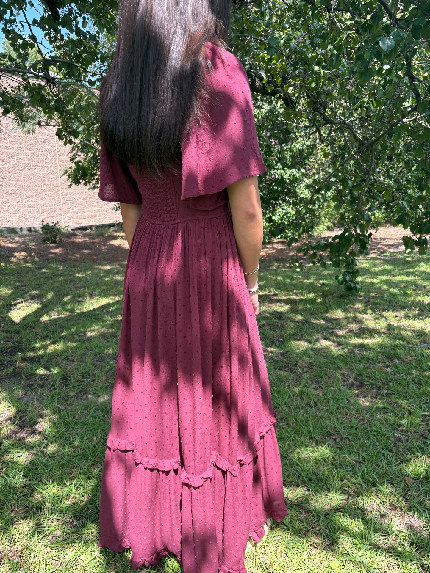 Cherry Swiss Dot Maxi Dress