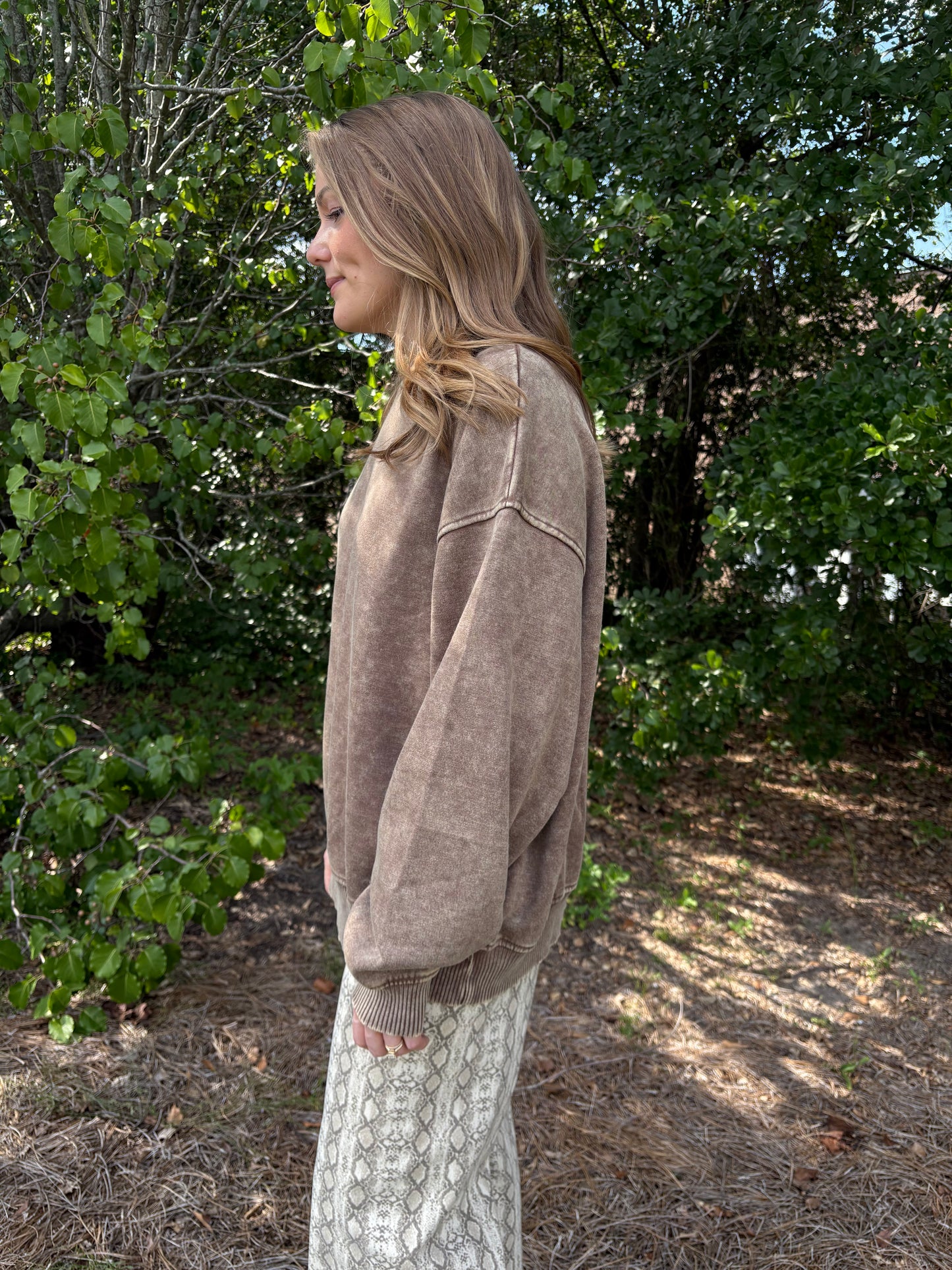 Nina Mocha Washed Pullover