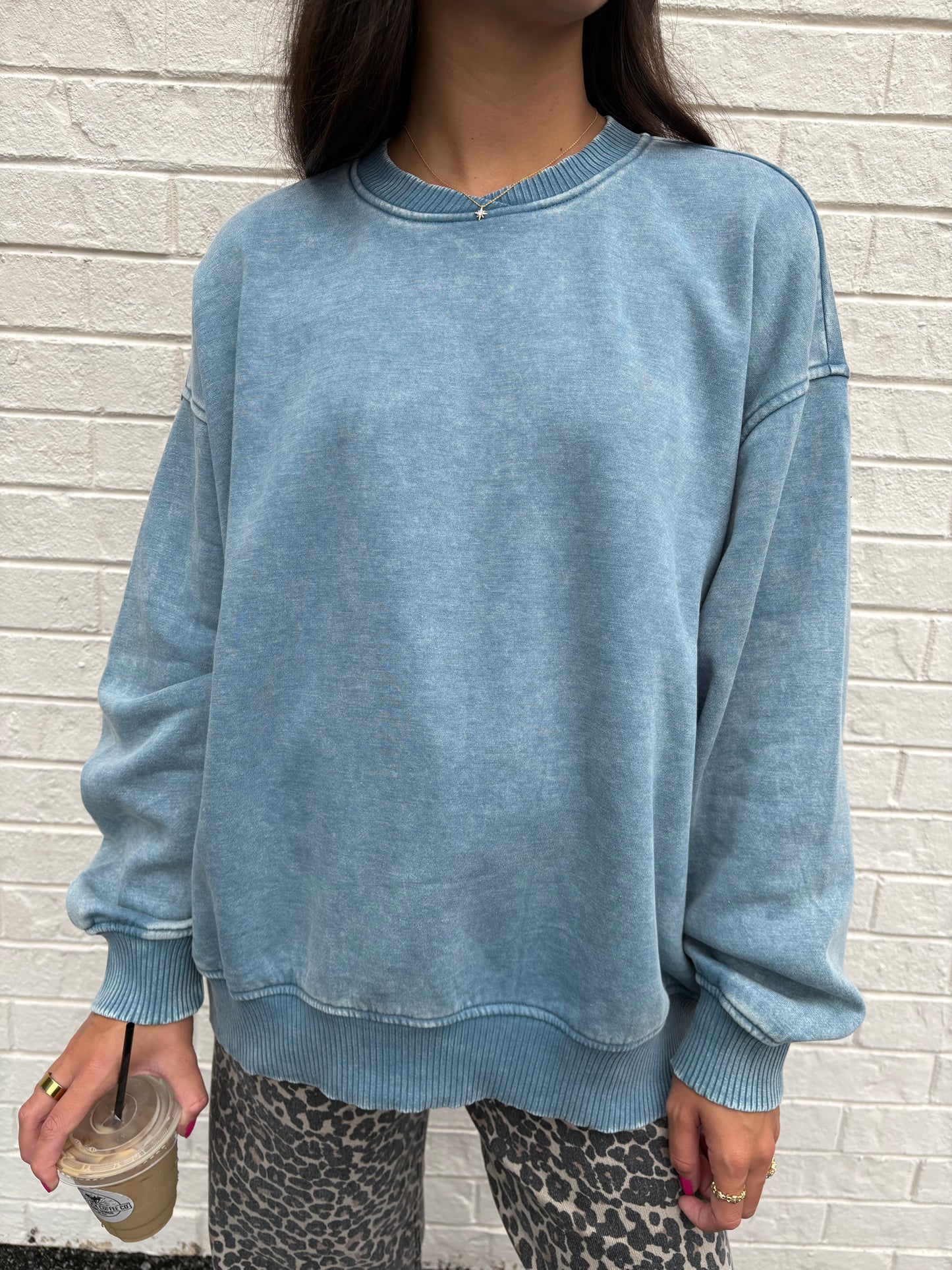 Nina Blue Grey Washed Pullover