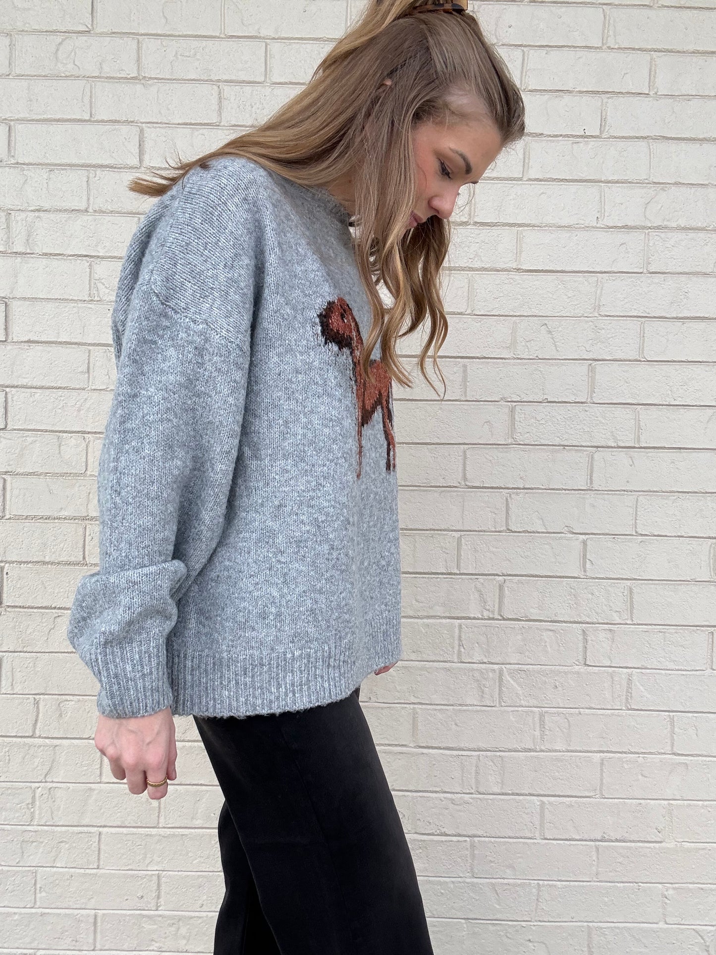 Grey Dog Print Sweater