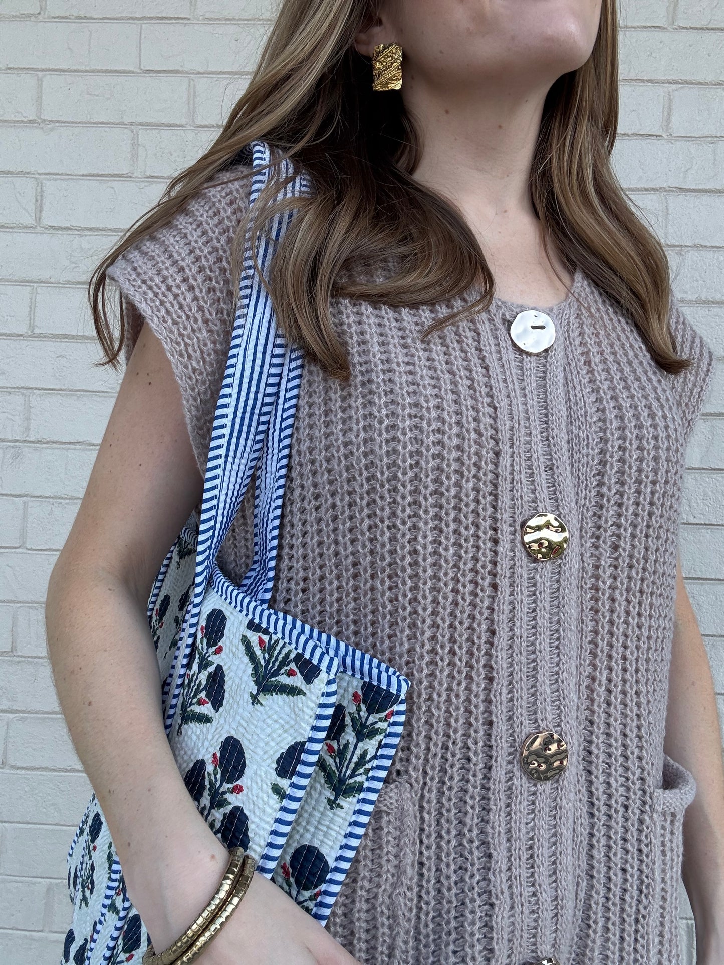 Marcy Mocha Button Sweater Vest