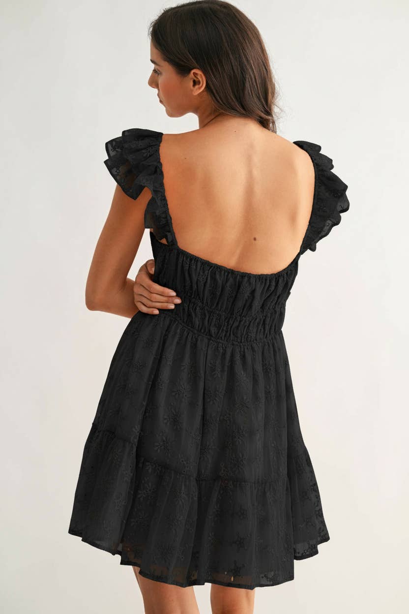 Black Chiffon Embroidered Dress