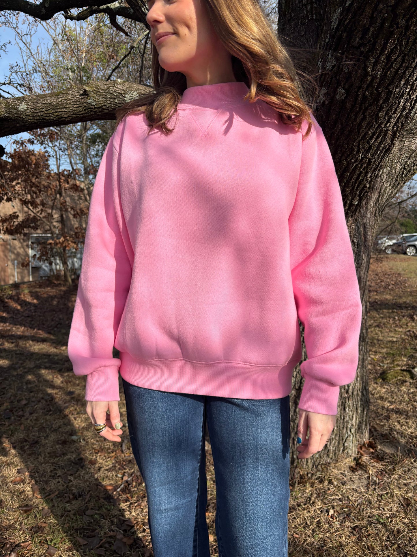 Nelly Pink Mockneck Sweatshirt