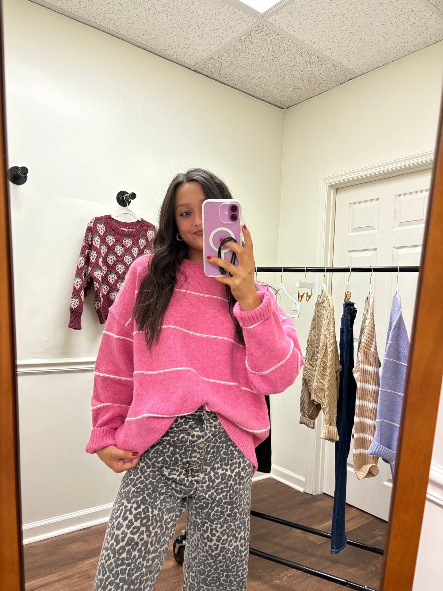 Pink Striped Sweater