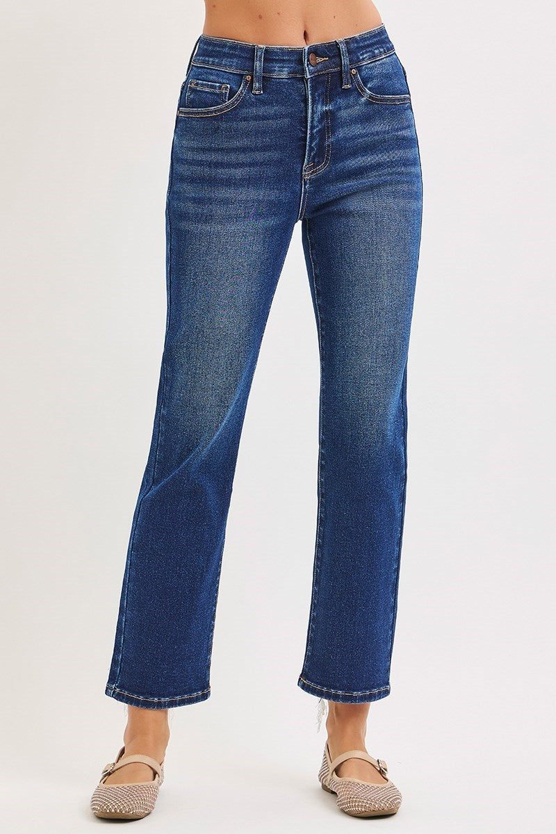 High Rise Crop Straight Denim