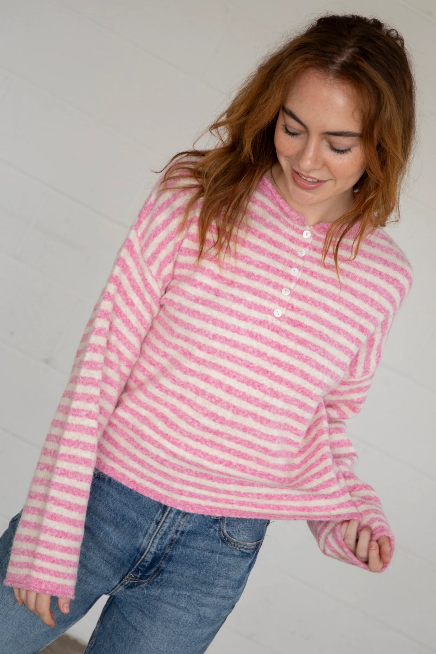 Bubblegum Henley Piper Cardigan