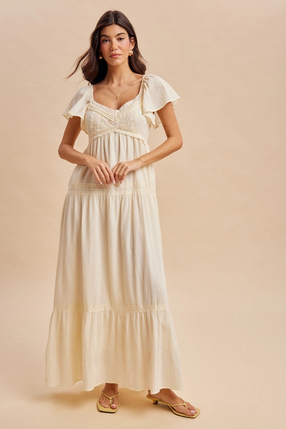 Buttercream Cotton Lace Maxi Dress