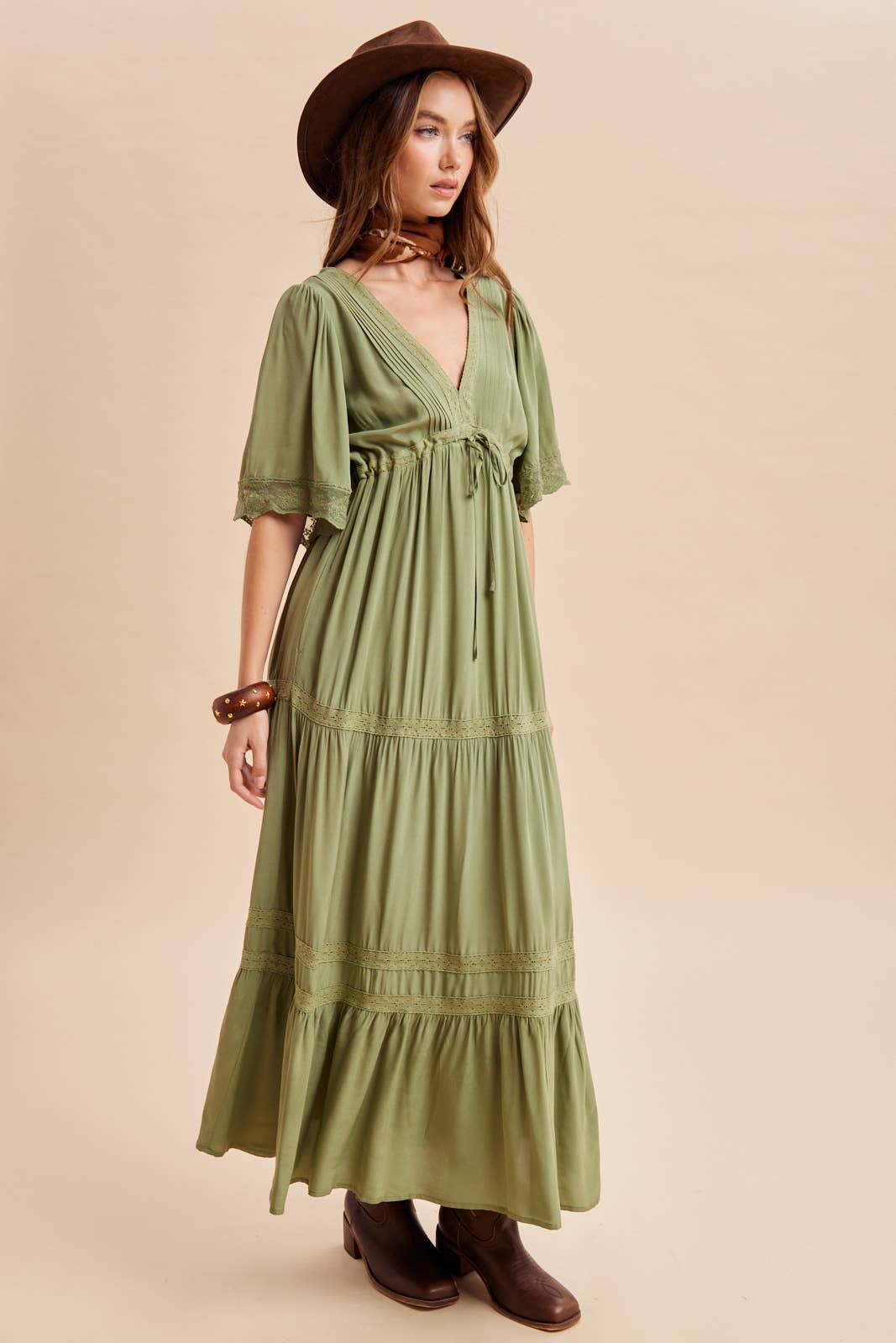 Sage Trim Maxi Dress