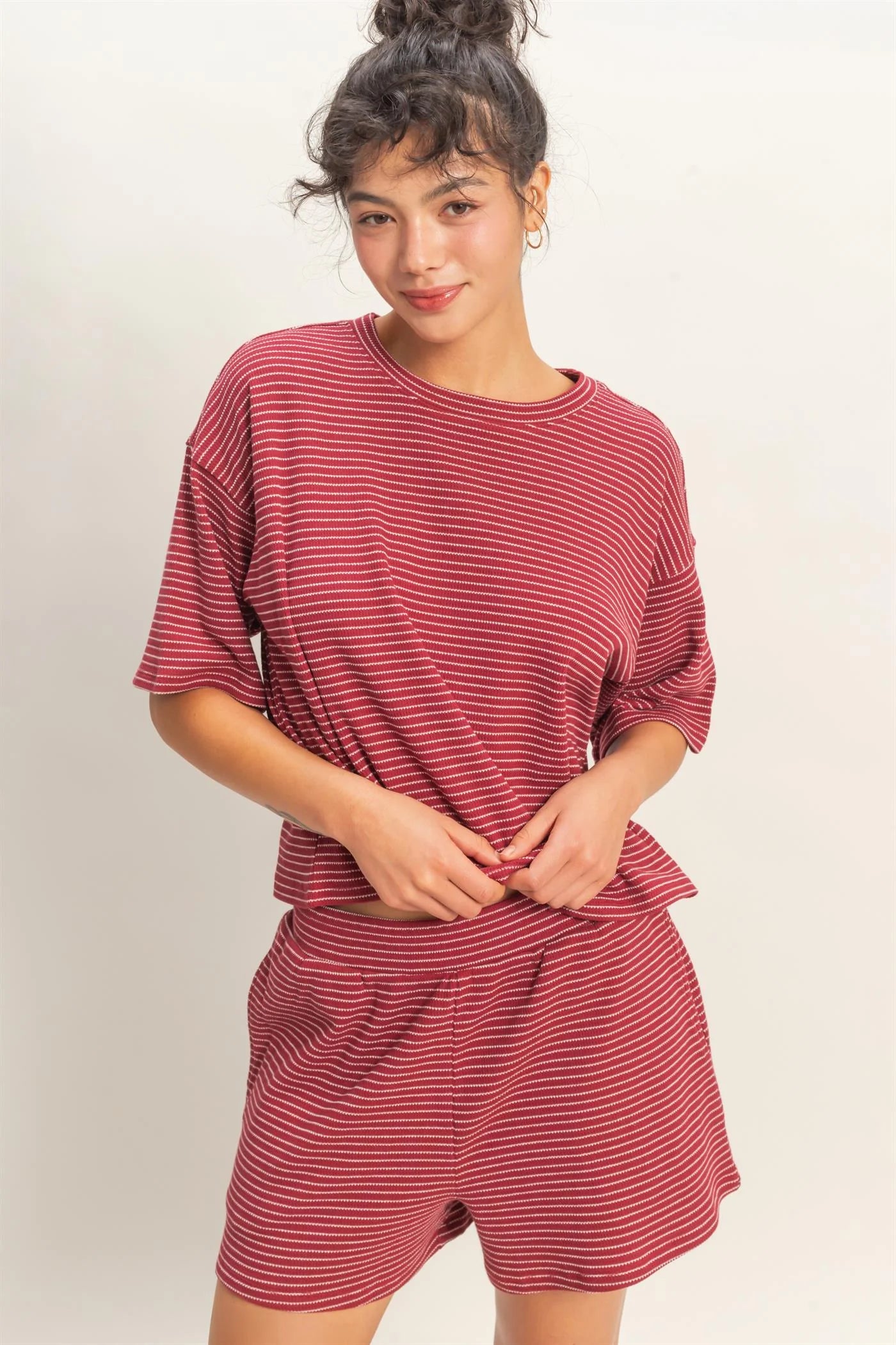 Denver Red Striped Matching Set