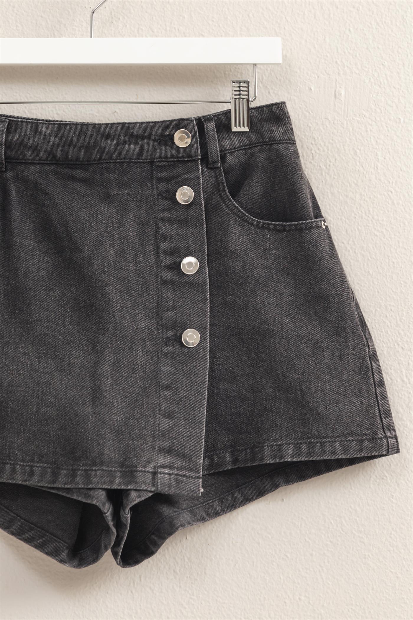 Elisa Black Denim Skort