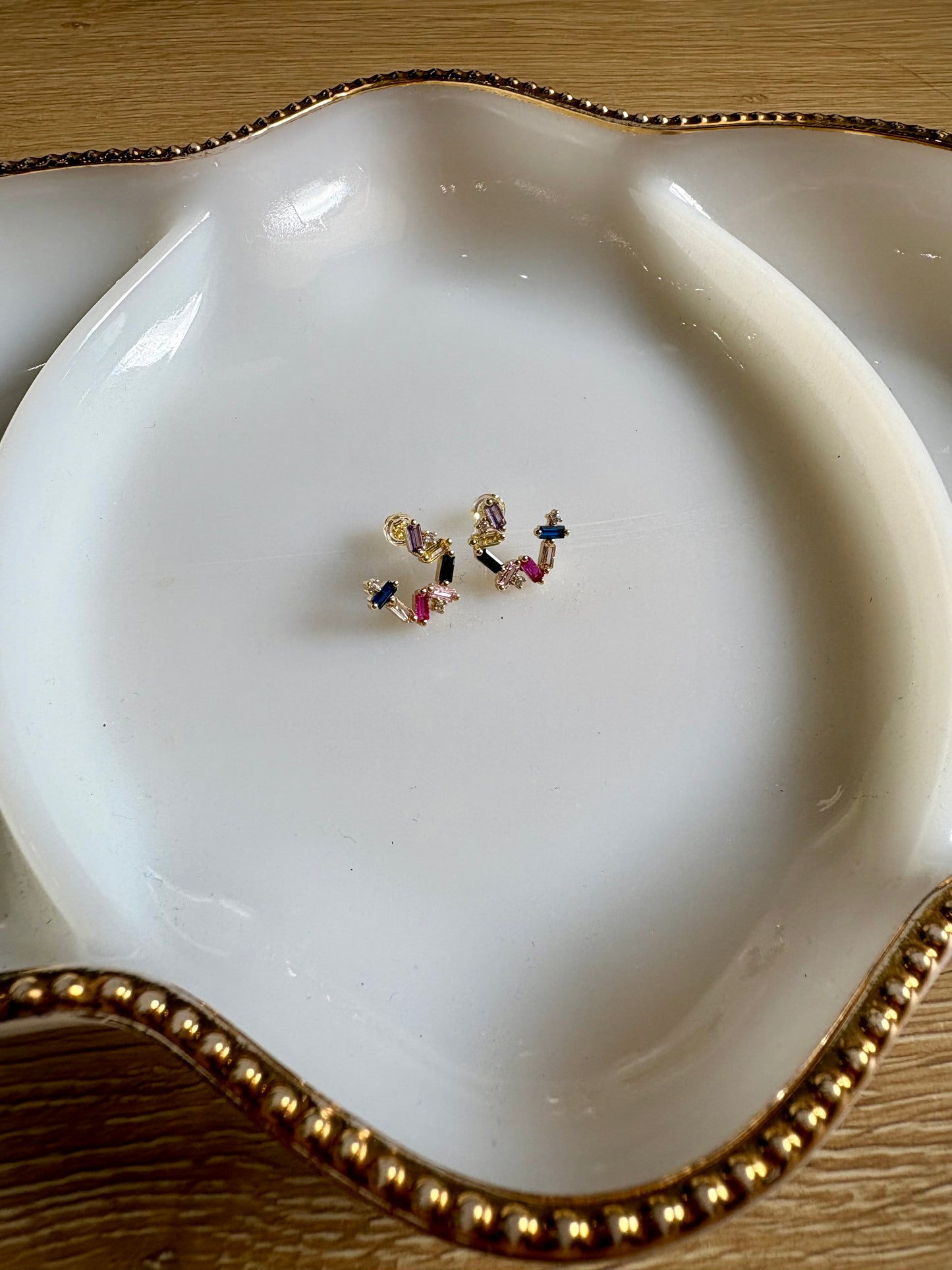 Multicolor Baguette Stud Earrings