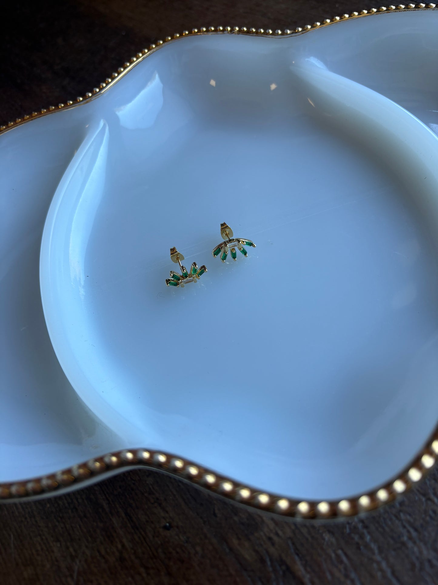 Green Baguette Earrings