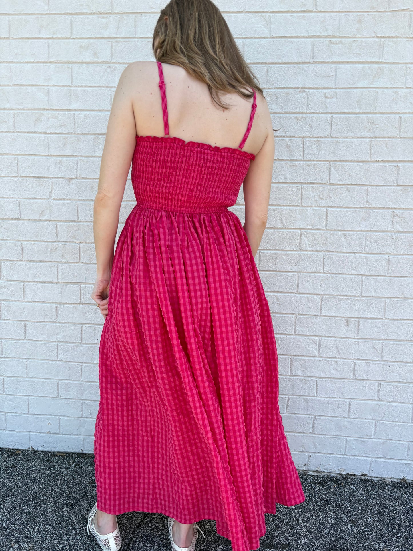 Cherry Gingham Maxi Dress