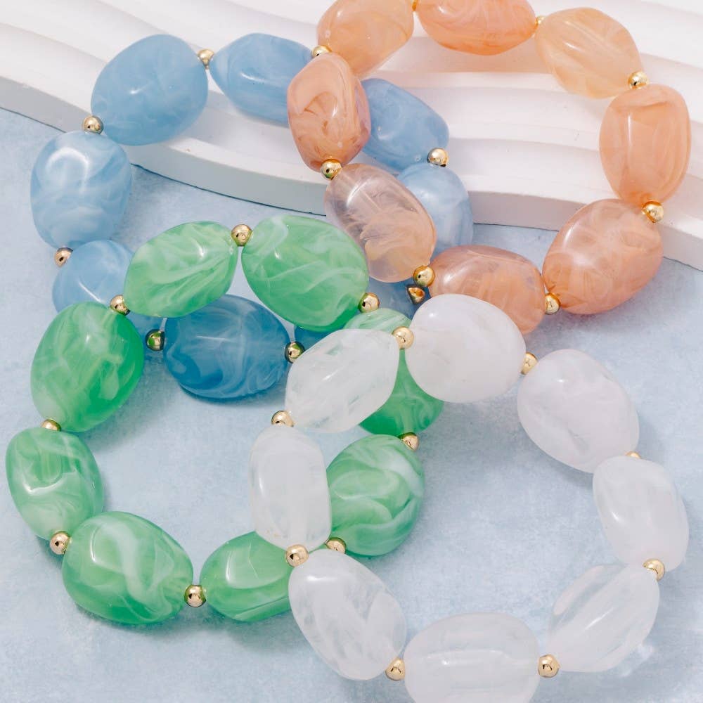 Chunky Marble Resin Beaded Bracelets