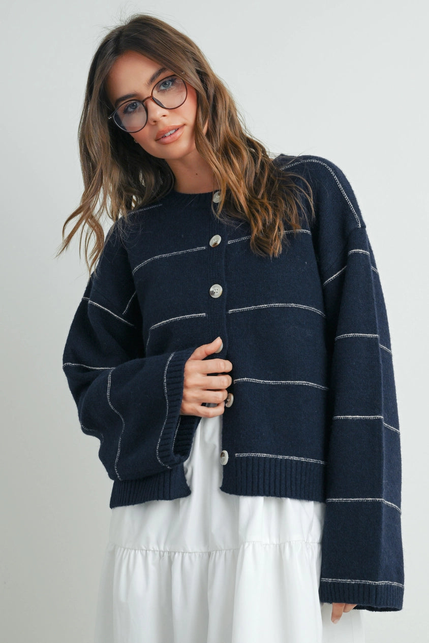 Navy Button Cardigan