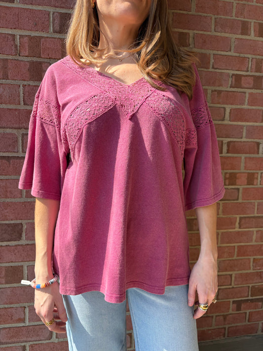 Rose Lace Cotton Blouse
